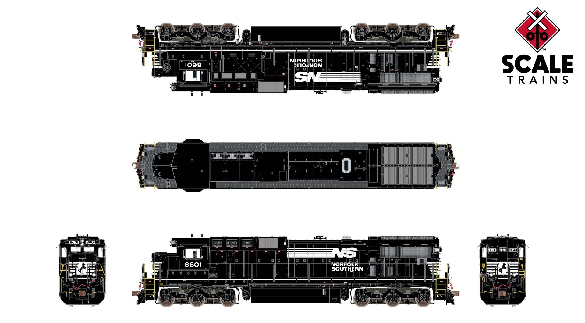 Scaletrains HO GE C39-8 Phase II, Norfolk Southern/Ditch Lights & DCC Sound