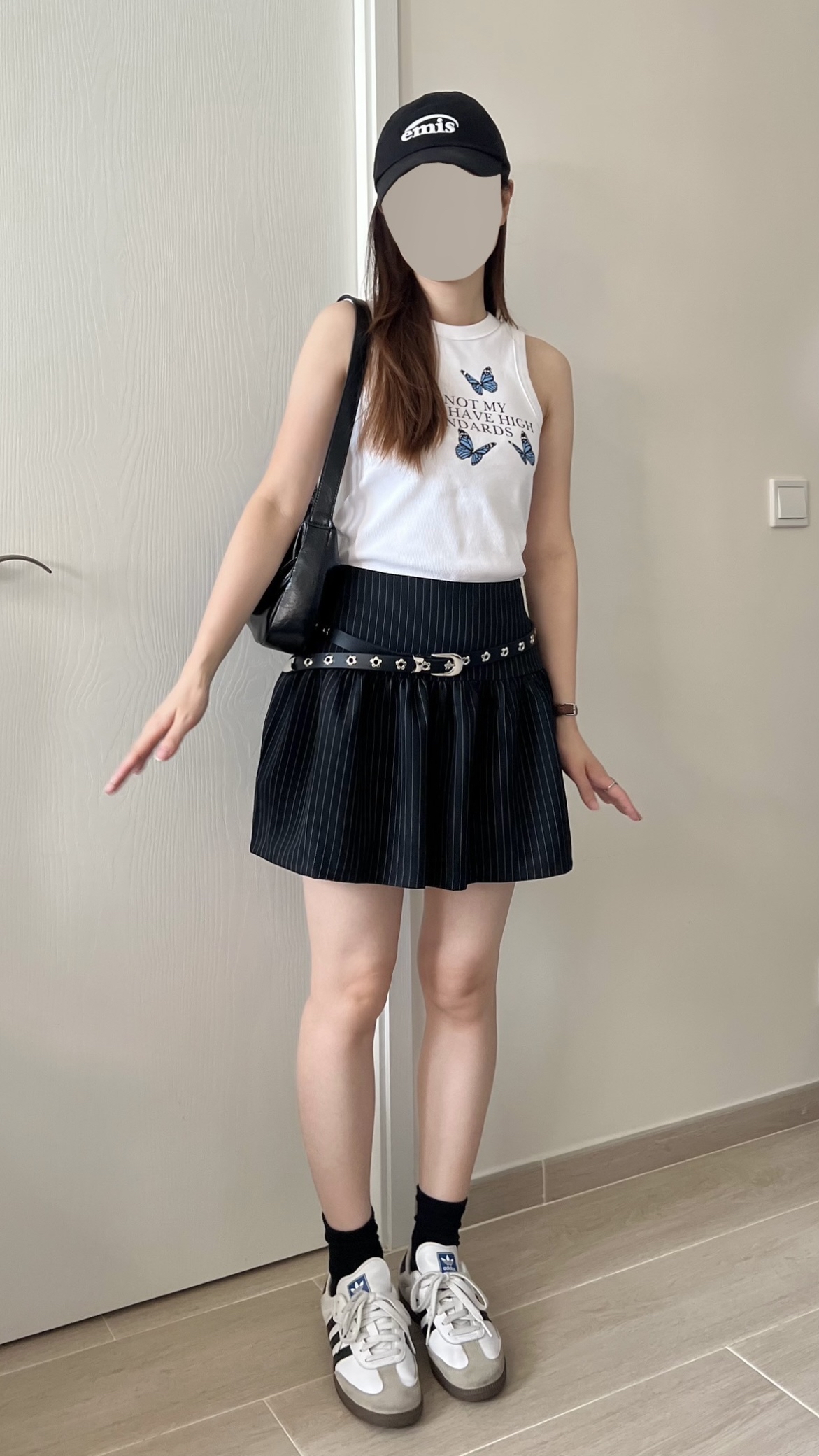 顯瘦條紋短裙 現貨