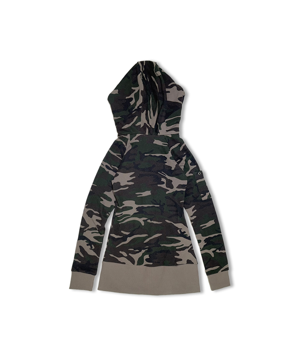 Camo Zip-Up Hooded Mini Dress