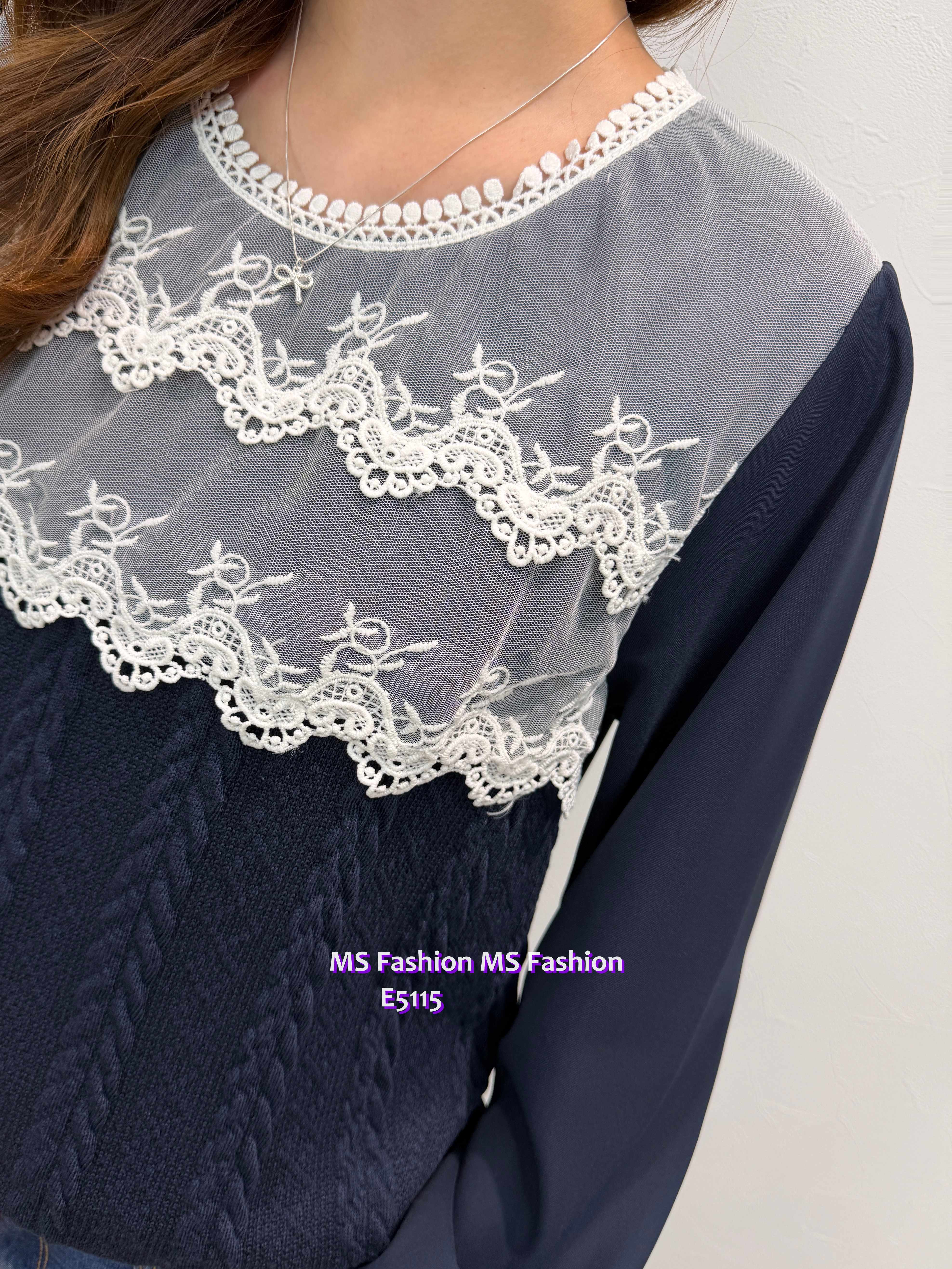 E5115 拼麻花lace top