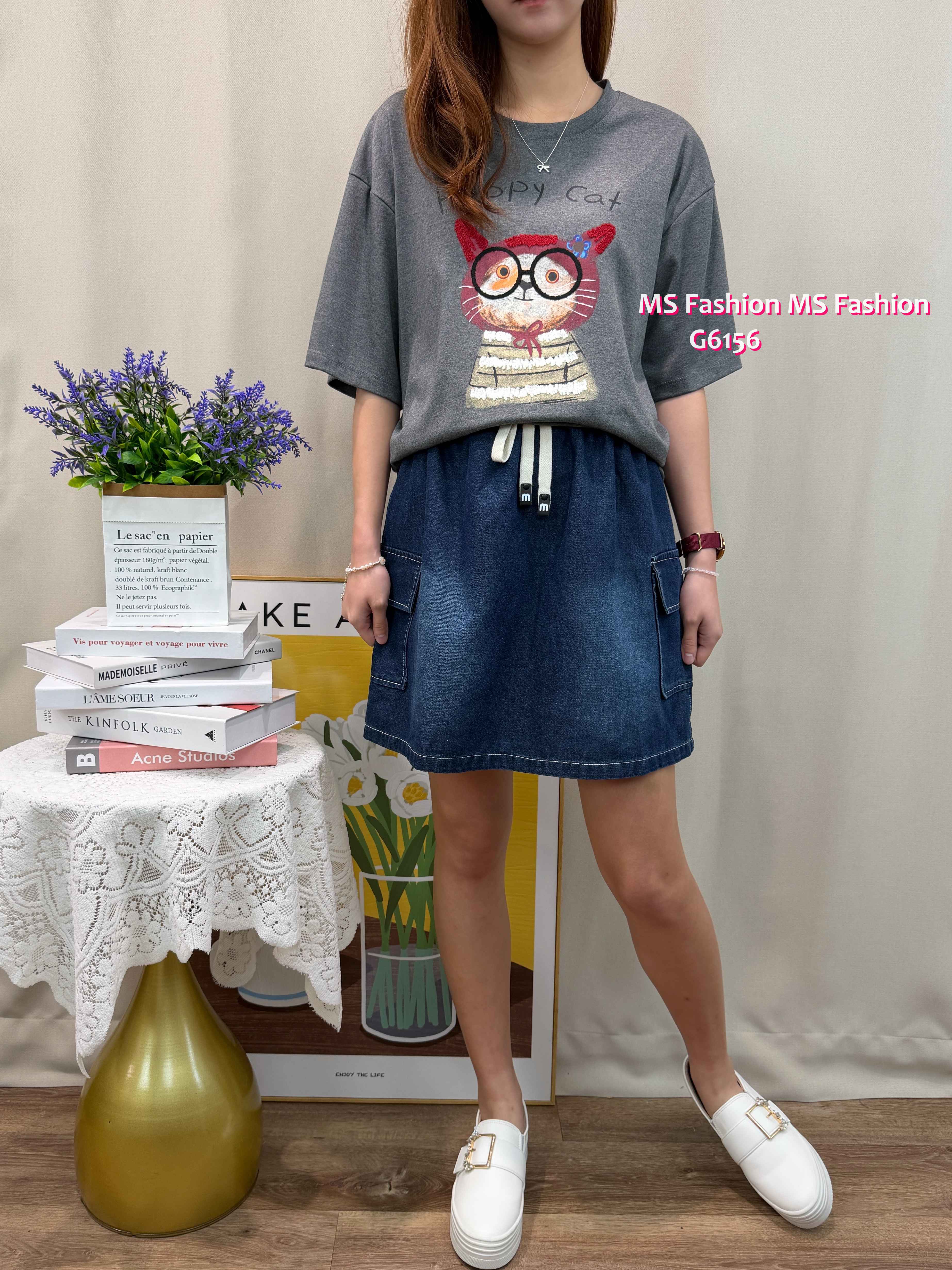 G6156 韓國🇰🇷可愛四眼貓top