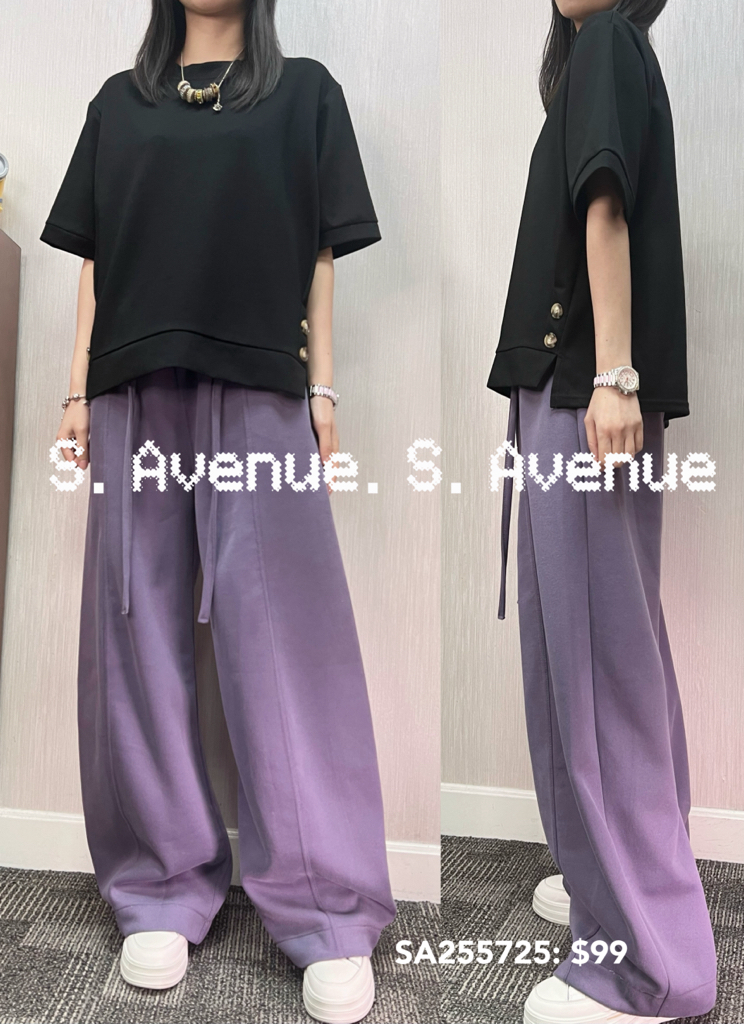 SA255725: 短袖側有鈕淨色tee