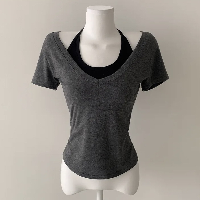 Halter Neck Layered V-Neck Top