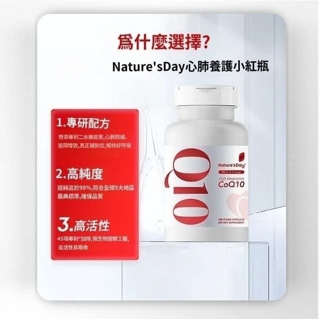 *【短期出清‼️】Nature's Day Q10糊皮素食膠囊 120粒｜EXP 2026.8*