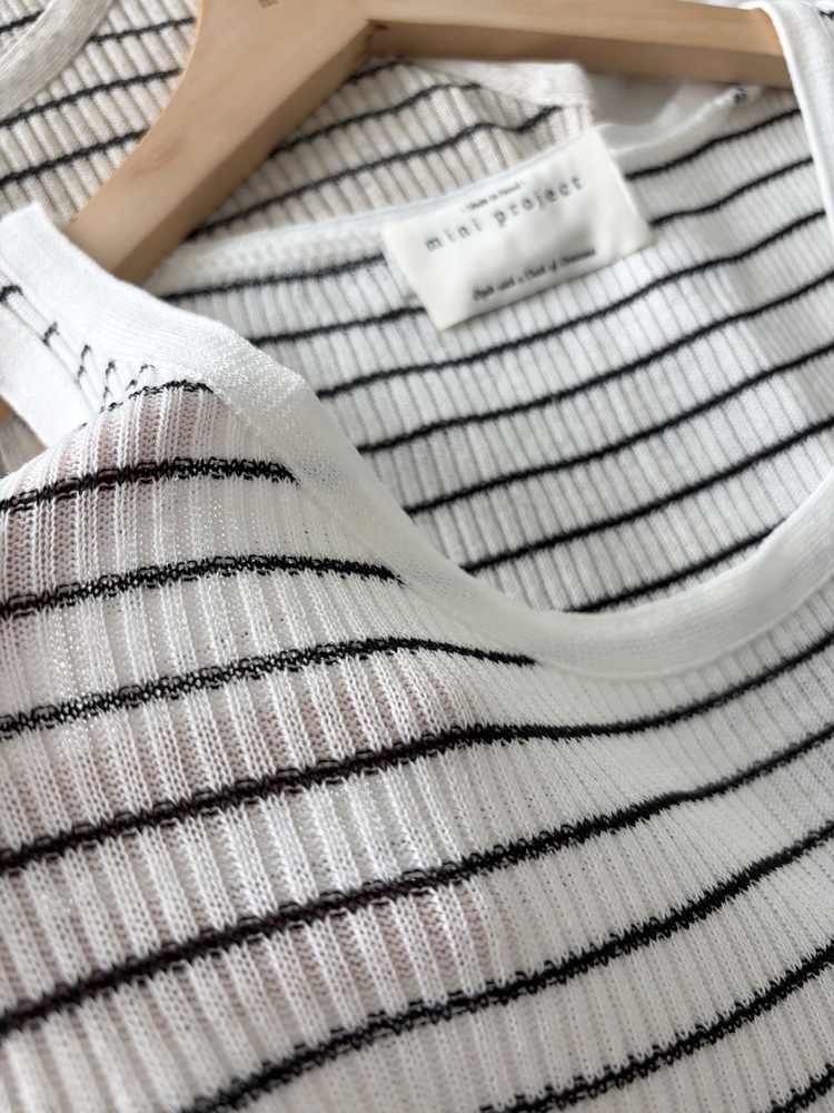 Linen Striped Tank Top (Oat)