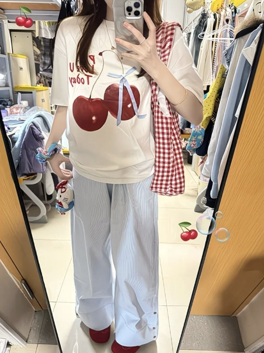 TP578樱桃甜美风上衣