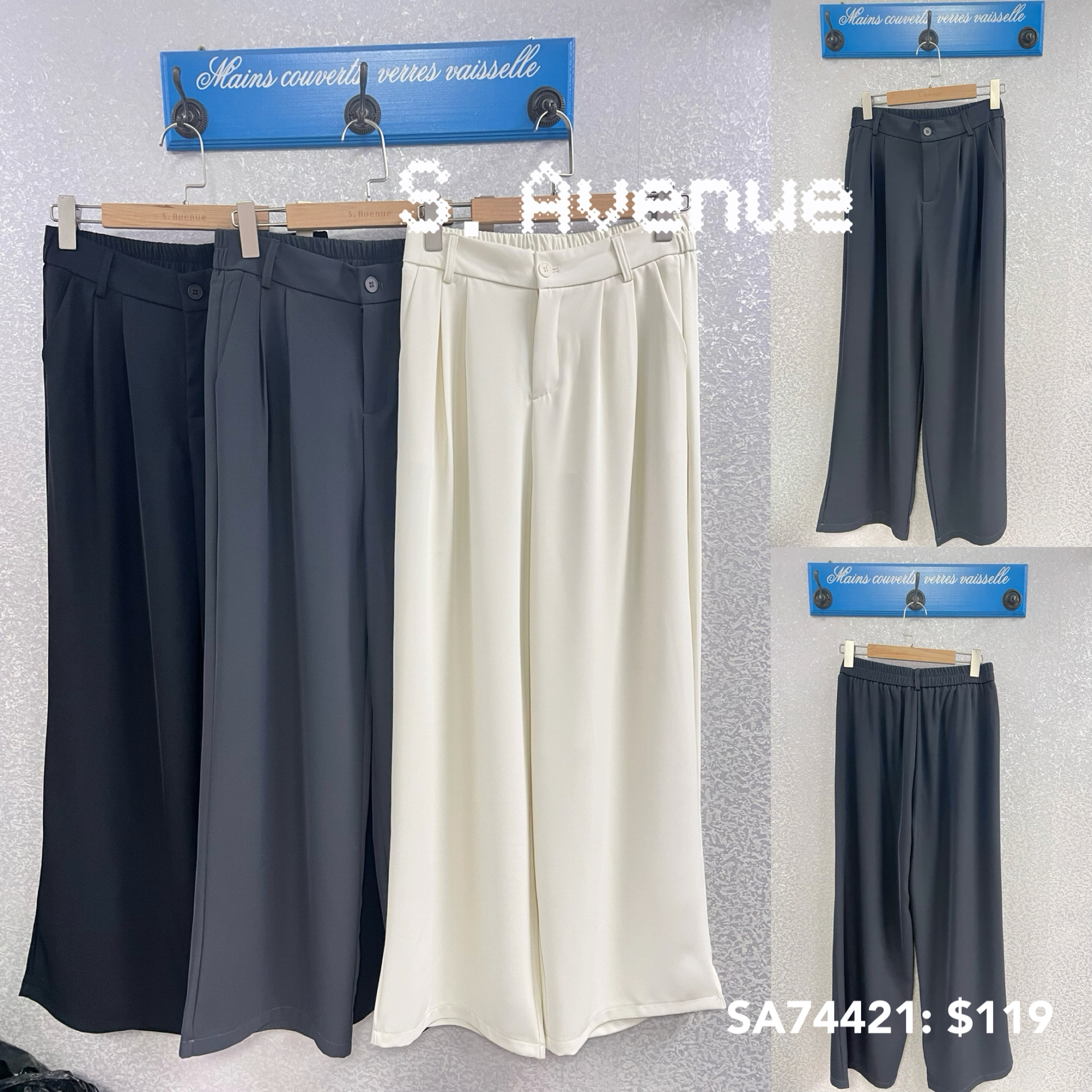 SA74421: 🩷推介前有鈕後橡筋腰靚料直筒西褲