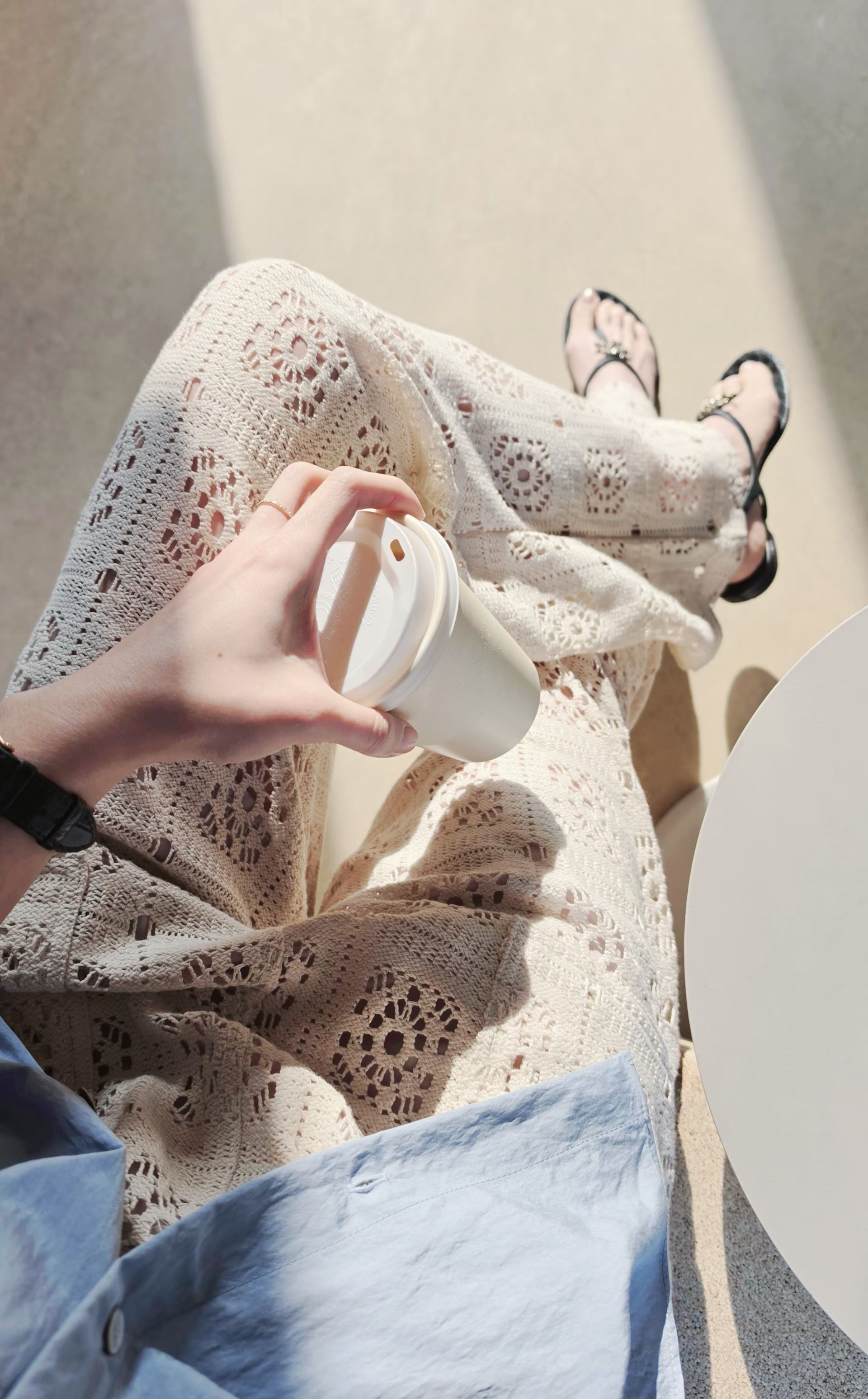 Crochet straight leisure pants 