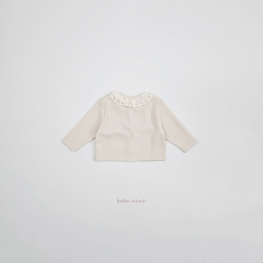 🌸預訂 韓國直送🌸🇰🇷Bebenine兩色蕾絲花邊領華夫格開襟外套