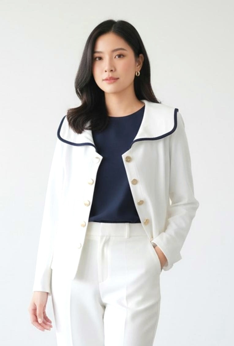 Sailor Collar Button Top