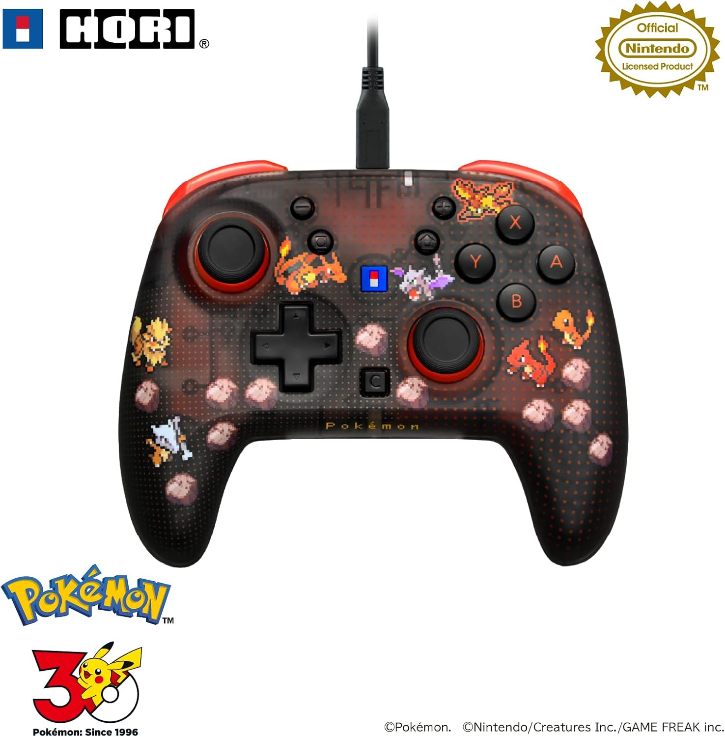 【預售 9月】SW2 HORI 有線控制器 TURBO 青春版 [寶可夢像素風紅] / Wired Controller TURBO Youth [Pokemon Pixel Art Red] NSX-228 PO0968