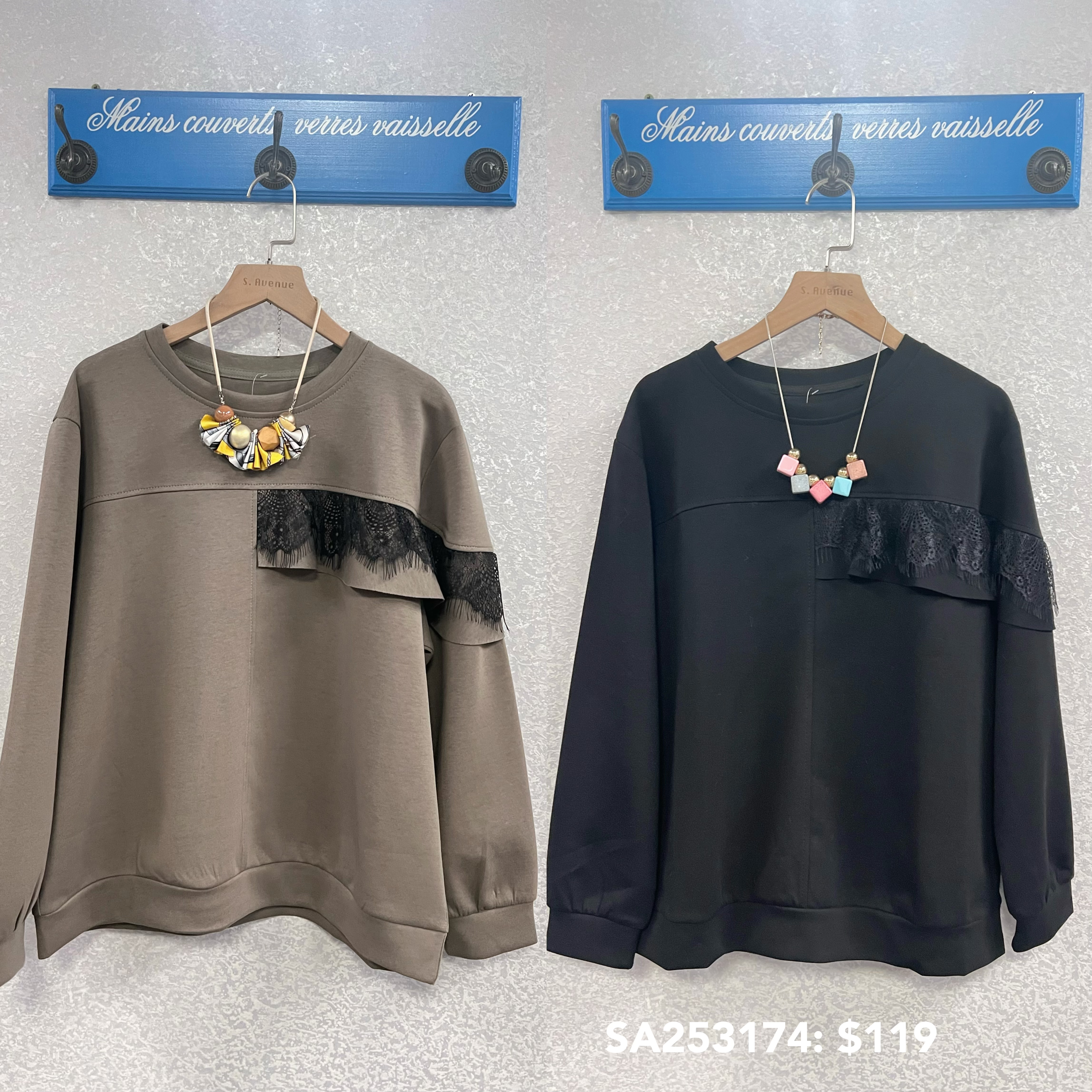 SA253174: 長袖側lace tee