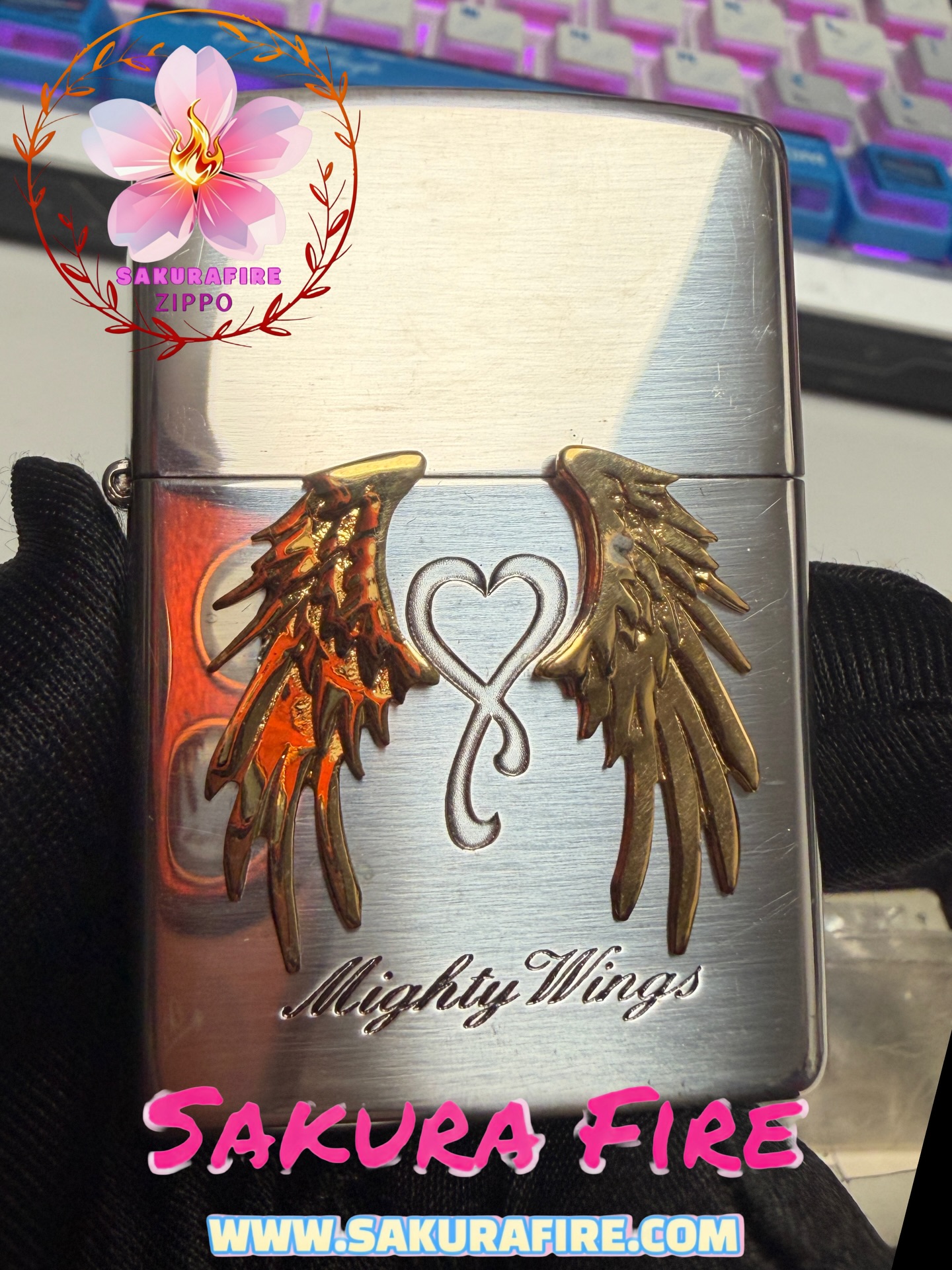 🔥Zippo🔥2012年 日版 愛天使之翼 貼章 鍍銀打火機