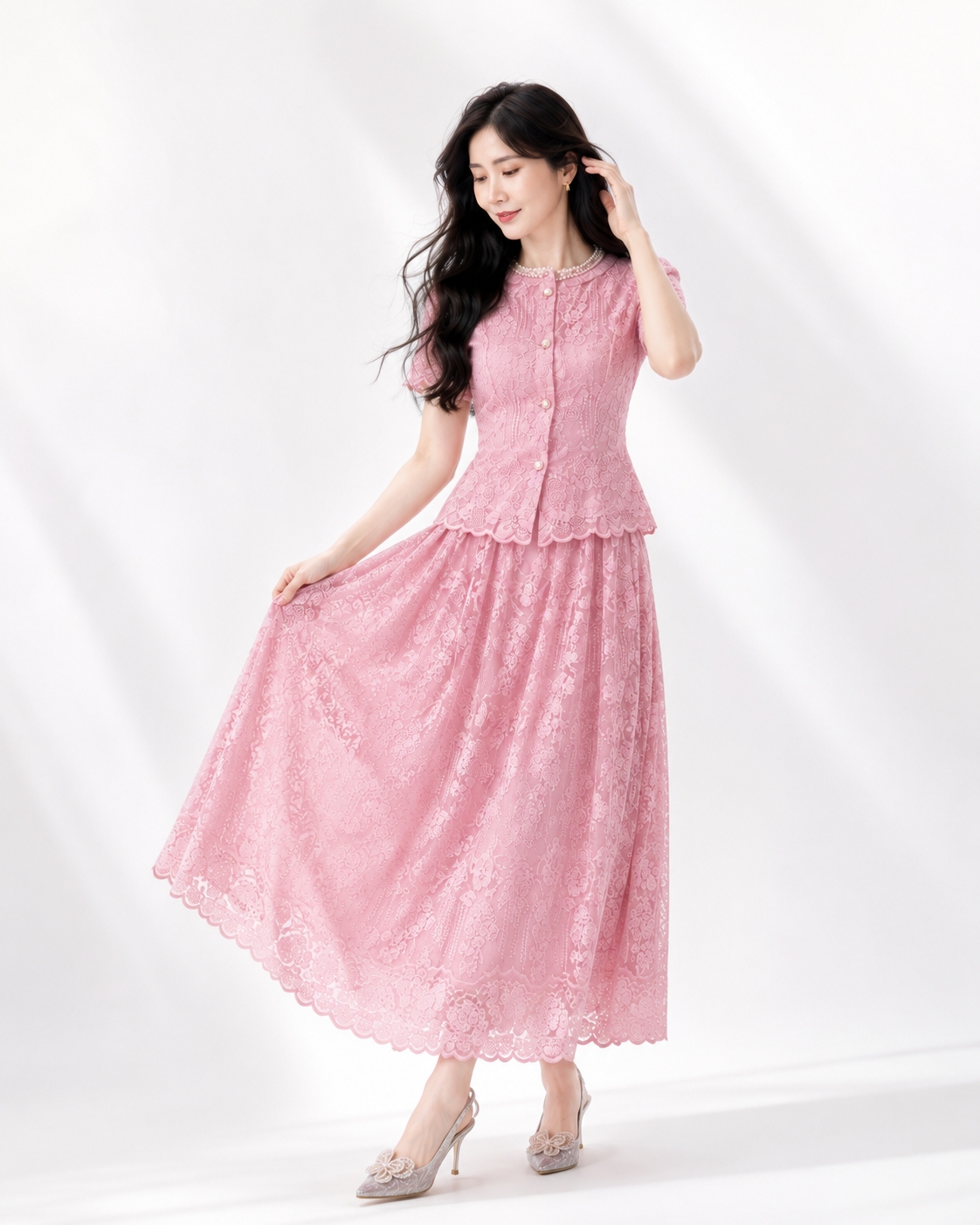 5126 Valentina Pearl with 2 Colour Lacey Set Wear