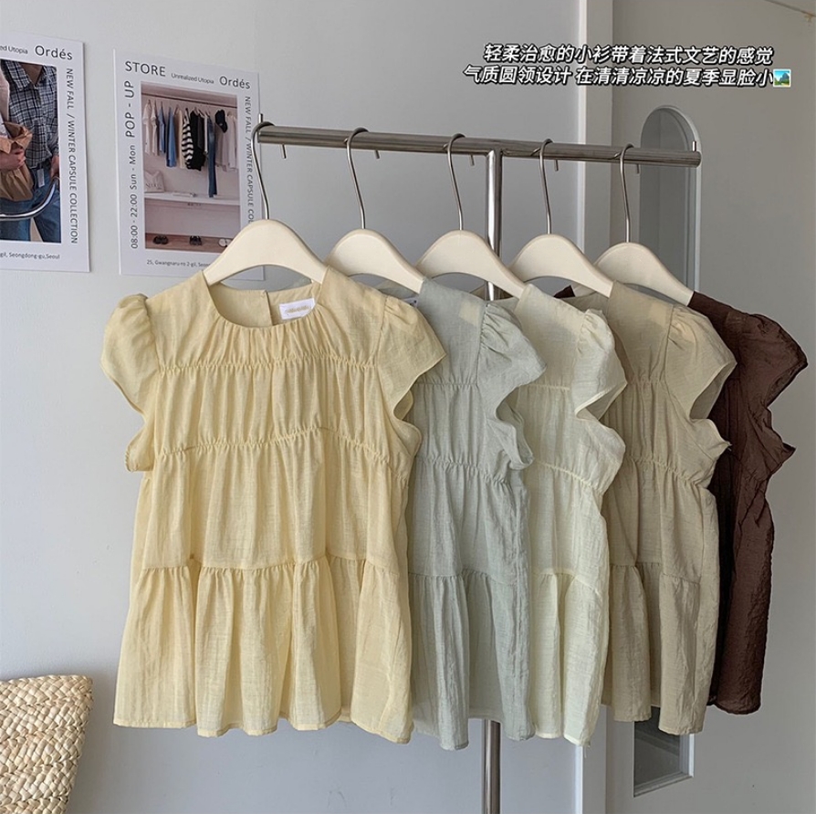 Oni Style Ruffle Blouse 韩系小衫 （ 4 colour ）