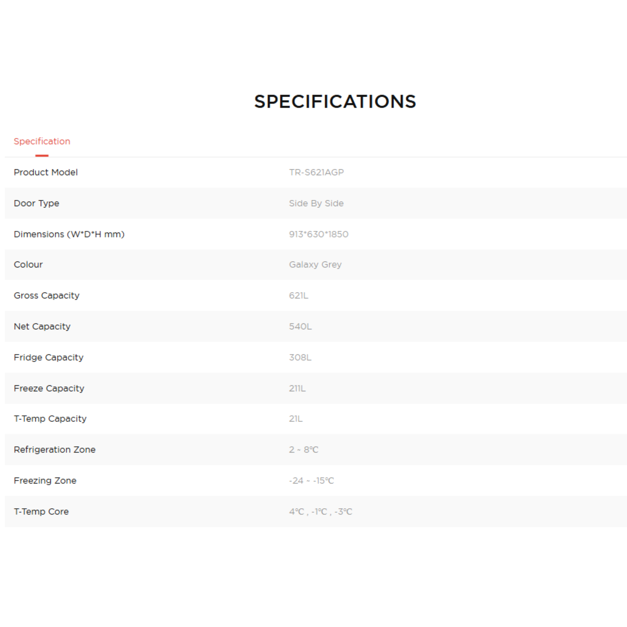 TCL 621L Side-by-Side Refrigerator (TR-S621AGP)