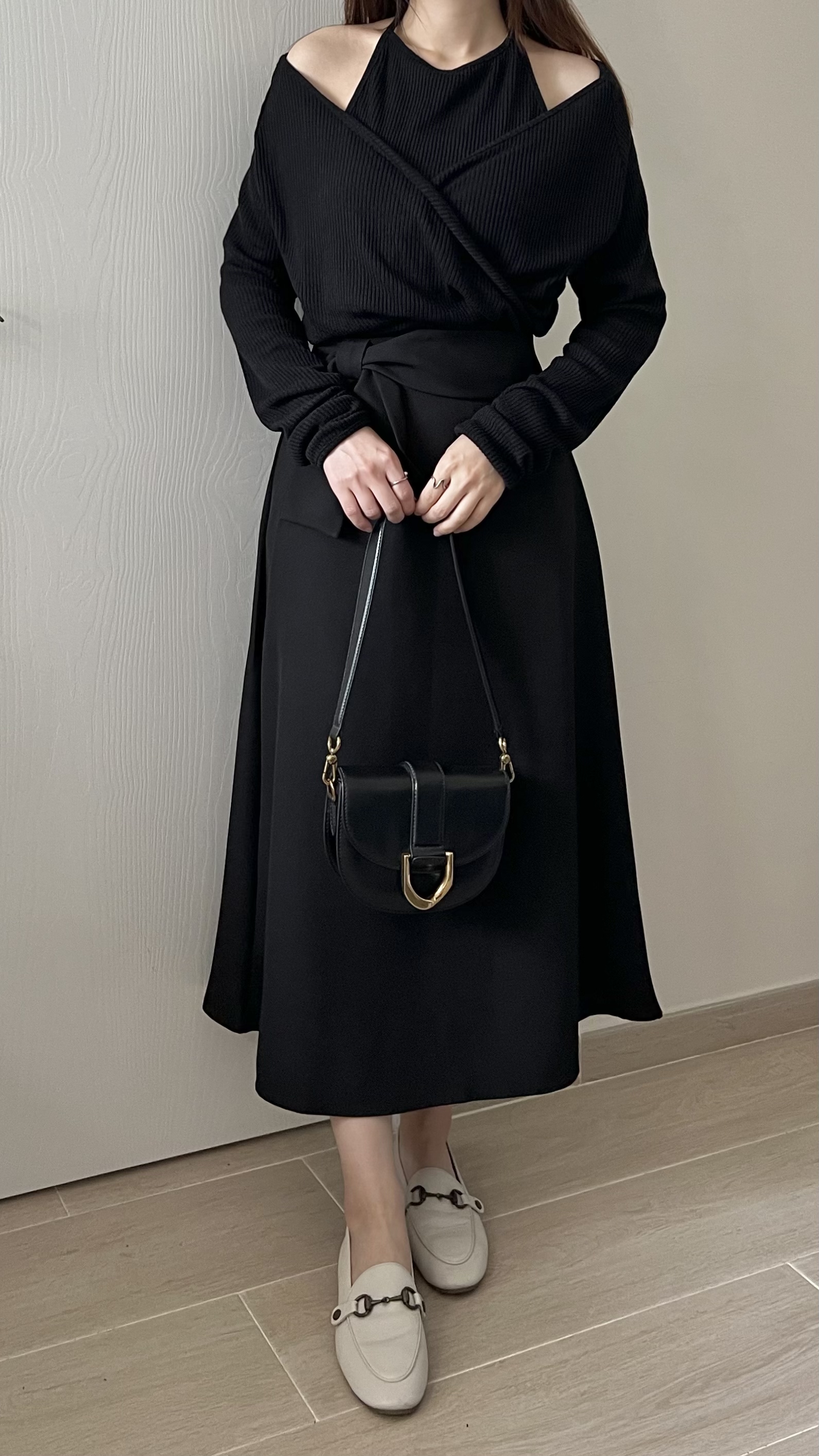 高貴優雅蝴蝶結長裙 修飾肚腩 