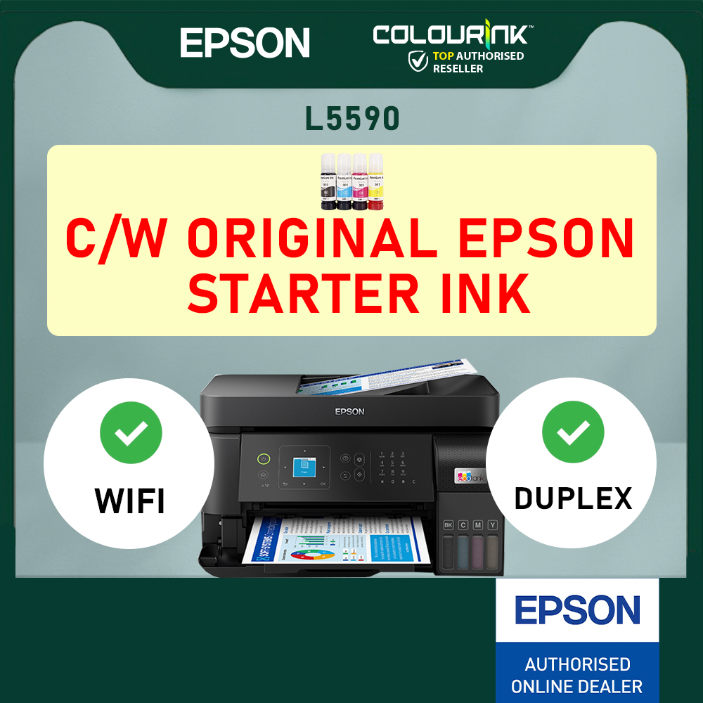 Epson EcoTank L5390 L5590 A4 Wi-Fi All-in-One Print Scan Copy Fax Refill Ink Tank Printer with ADF Scanner T920DW