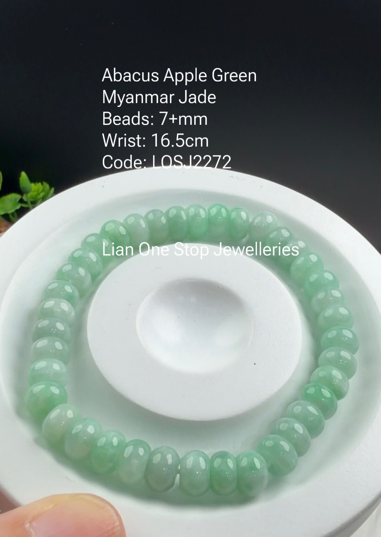 Code: LOSJ2272 Abacus Apple Green  Myanmar Jade 7+mm