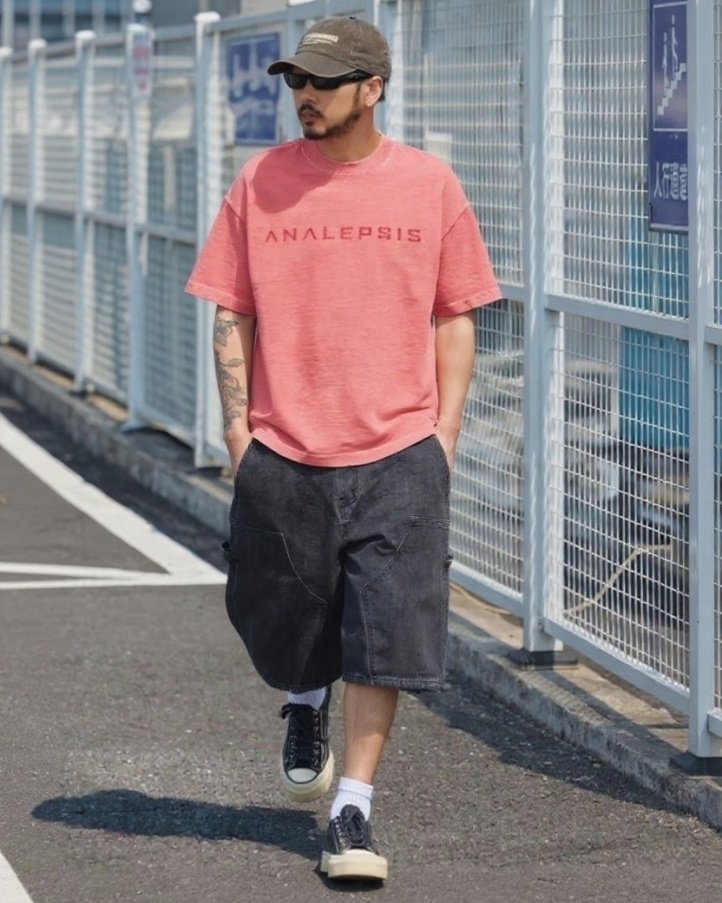 M1318 重磅洗水字母短袖Tee