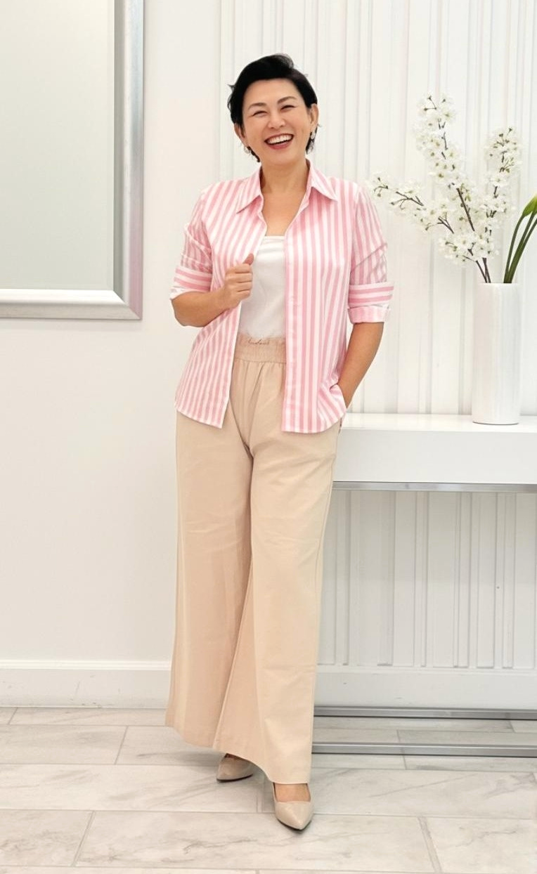 Pastel Vertical Stripe Button Up