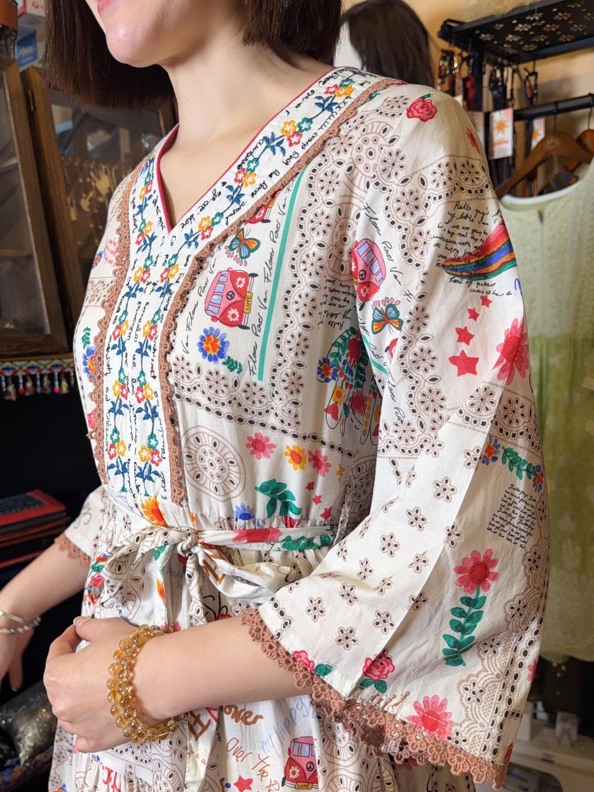 1617 White Patch Pattern Y Neck Ribbon Belt OP 51"