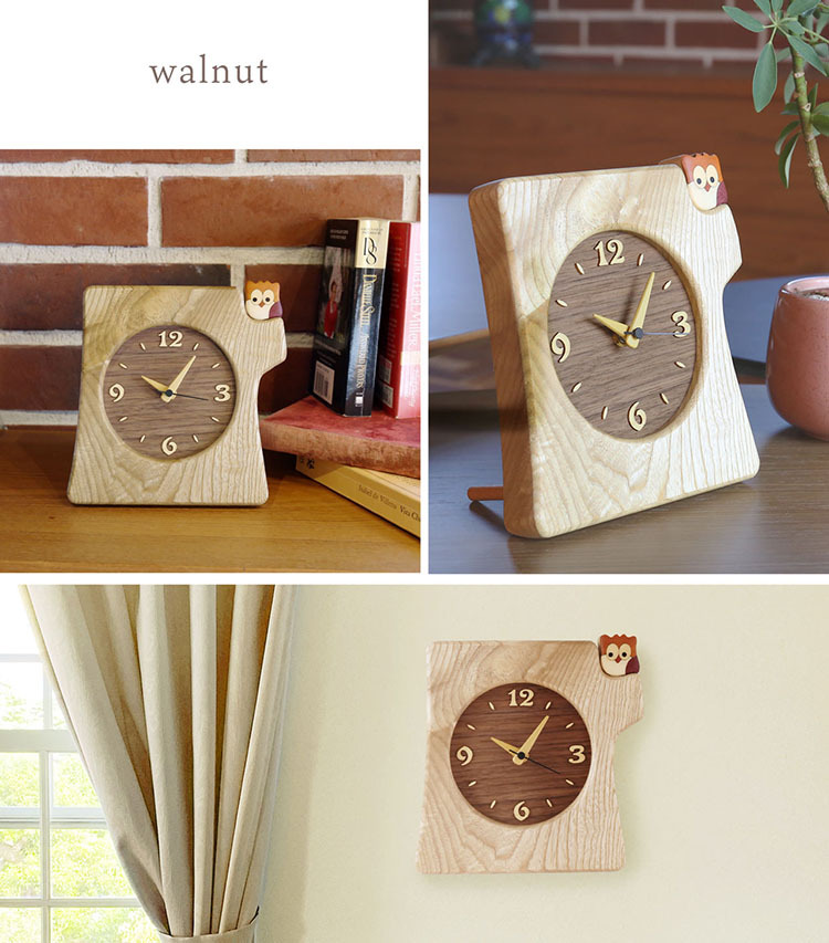 🔥🔥【日本製《PECKER》木製貓頭鷹座枱鐘】