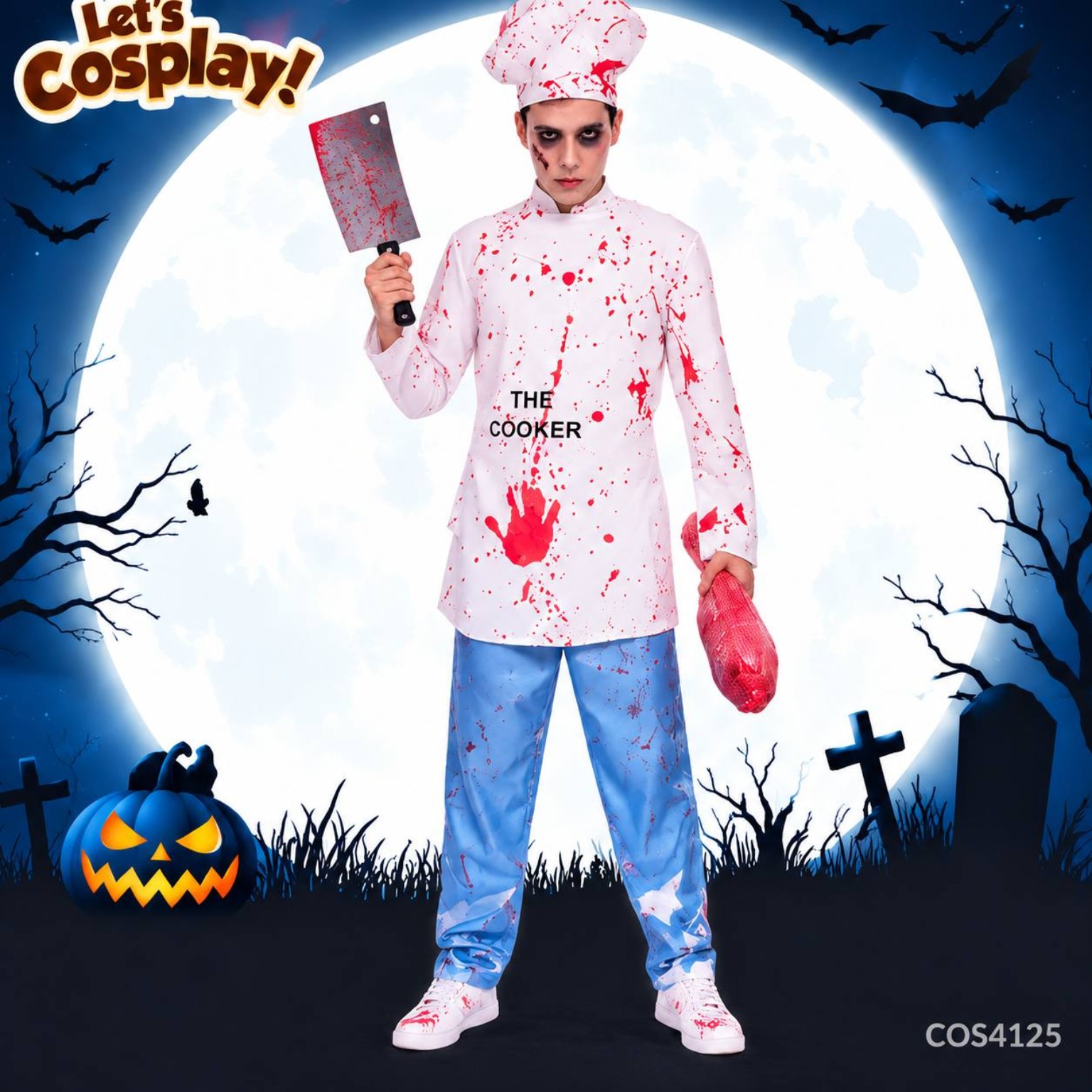 萬聖節恐怖廚師情侶裝｜喪屍廚師男女配搭 Halloween Couple Costume｜香港現貨 CPL1013