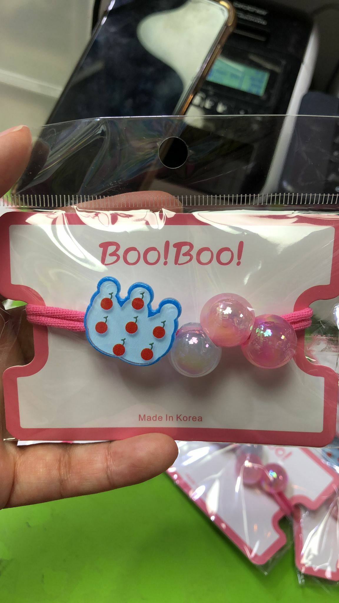 韓國製 Boo!Boo! 藍色皇冠車厘子珠珠髮圈