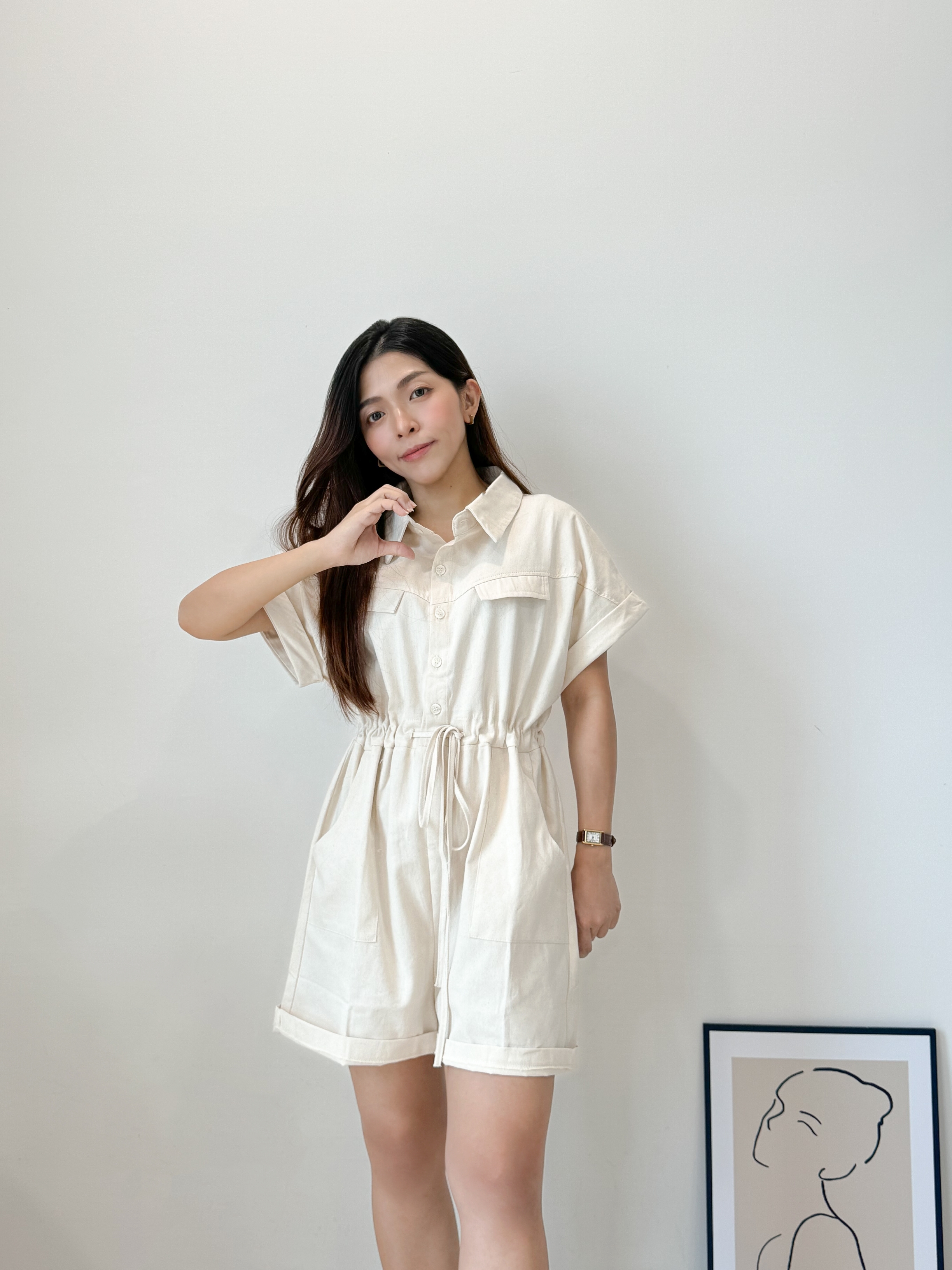 Emma Jumpsuit 懒人穿搭！小个子Polo领美式复古工装风连体裤 （ 4 Colours ）