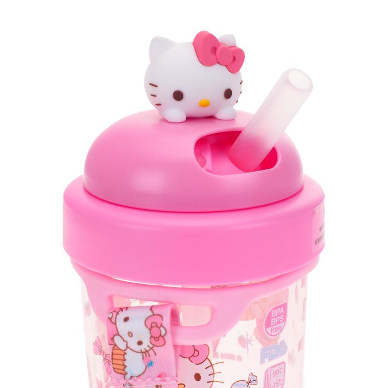 Hello Kitty 330ml BPA & BPS Free Water Bottle with Straw Lid & Neck Strap 膠水樽連飲管及頸繩