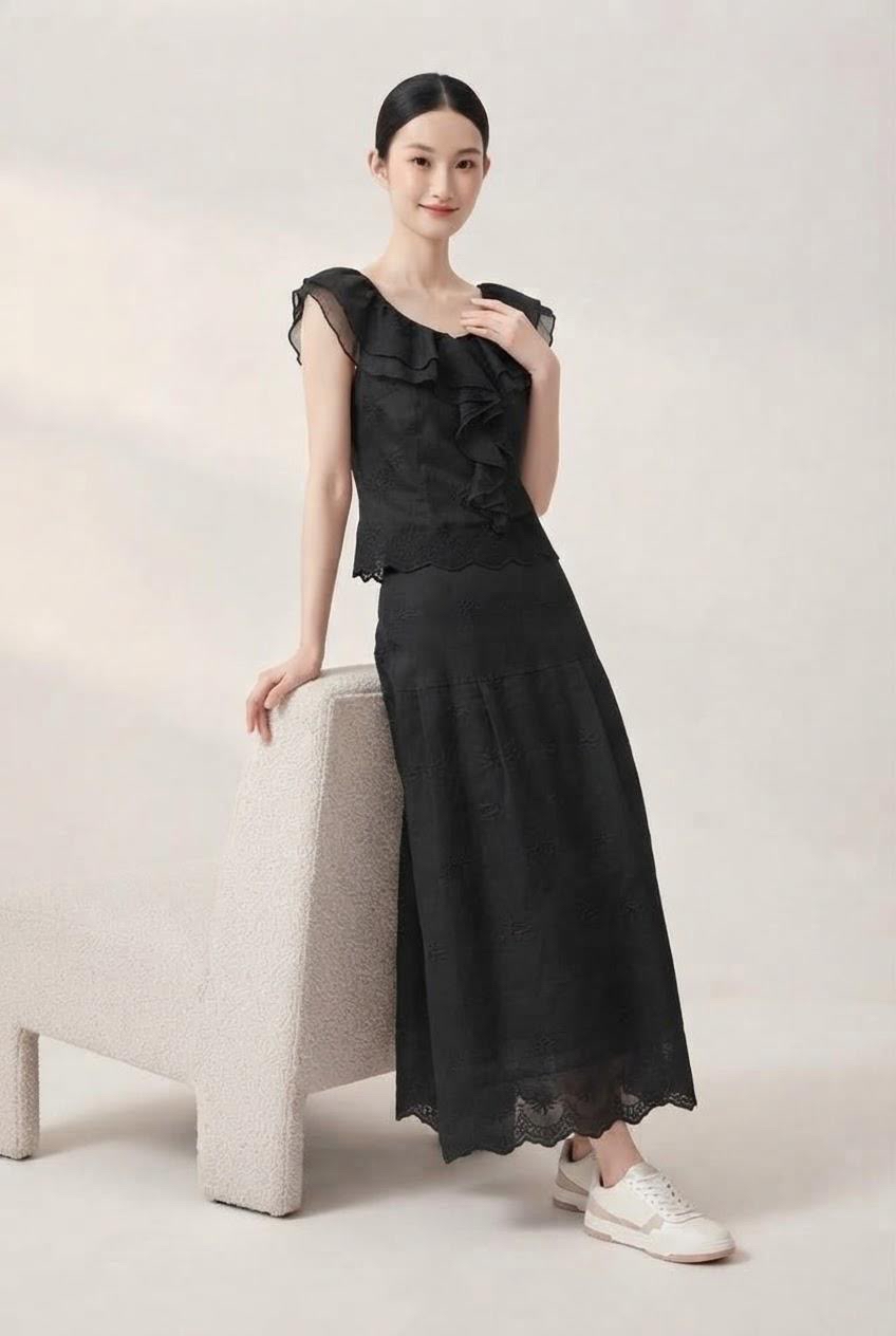 2186BB + 2119BS Ruffle Eyelet Lace Set