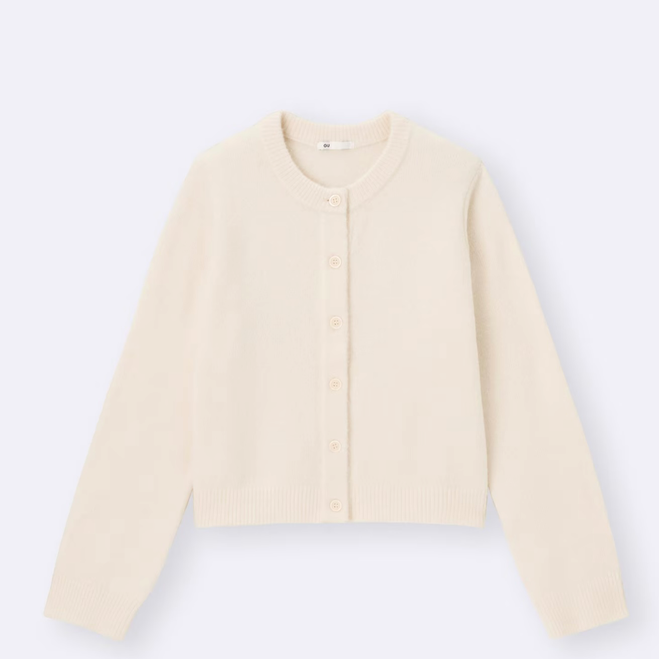 GU Puff Knit Crew Neck Cardigan