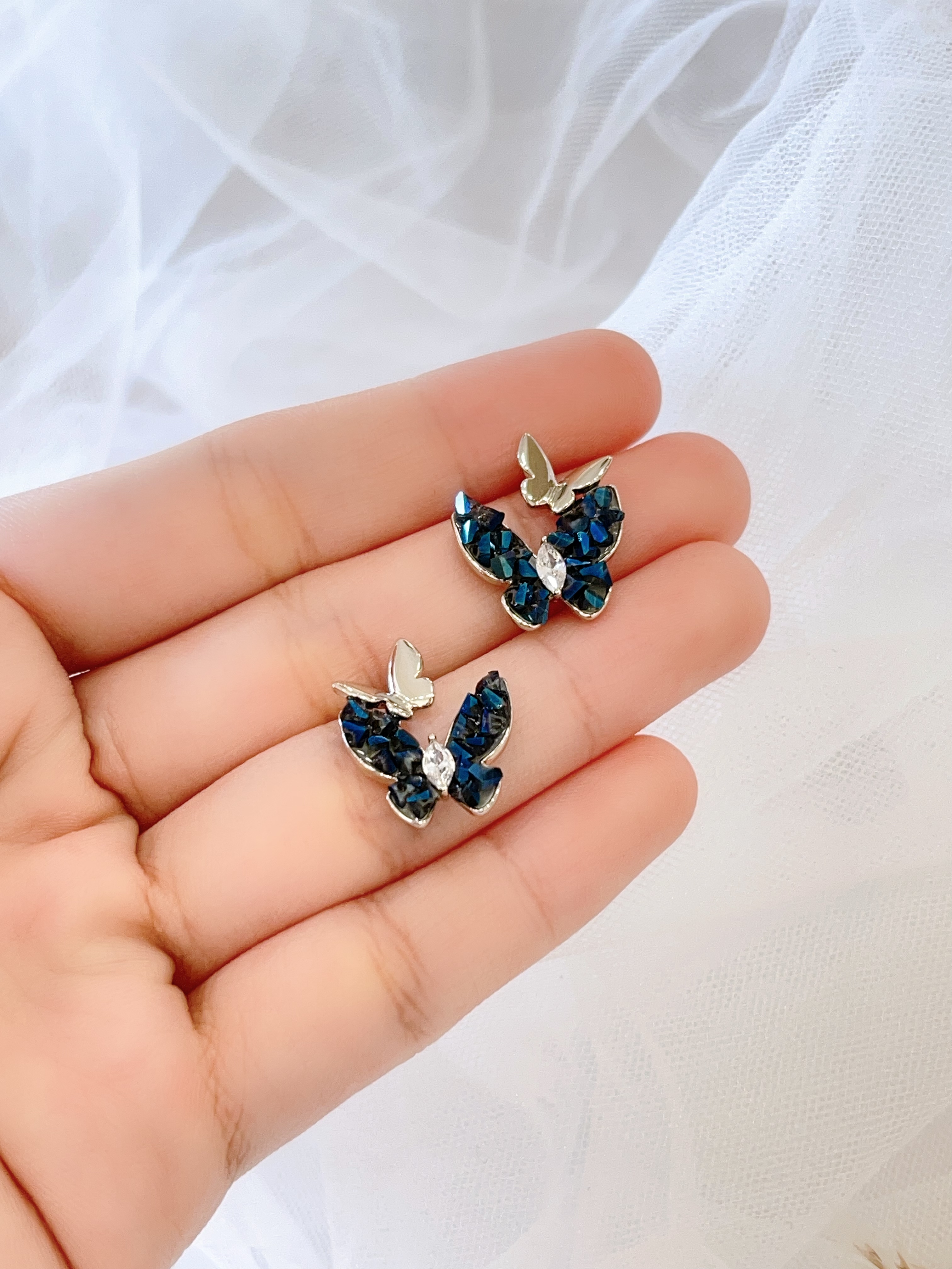 蝴蝶系列🦋神秘感锆石蝴蝶耳环