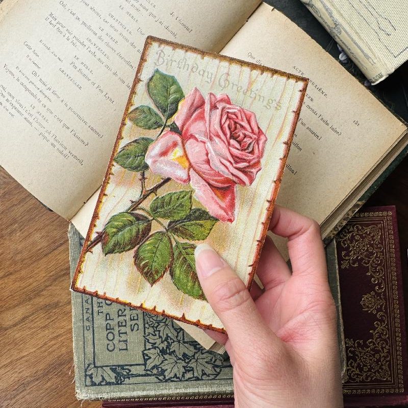 Antique 1911 Embossed Rose Print Birthday Greeting Postcard (MT2305-3)