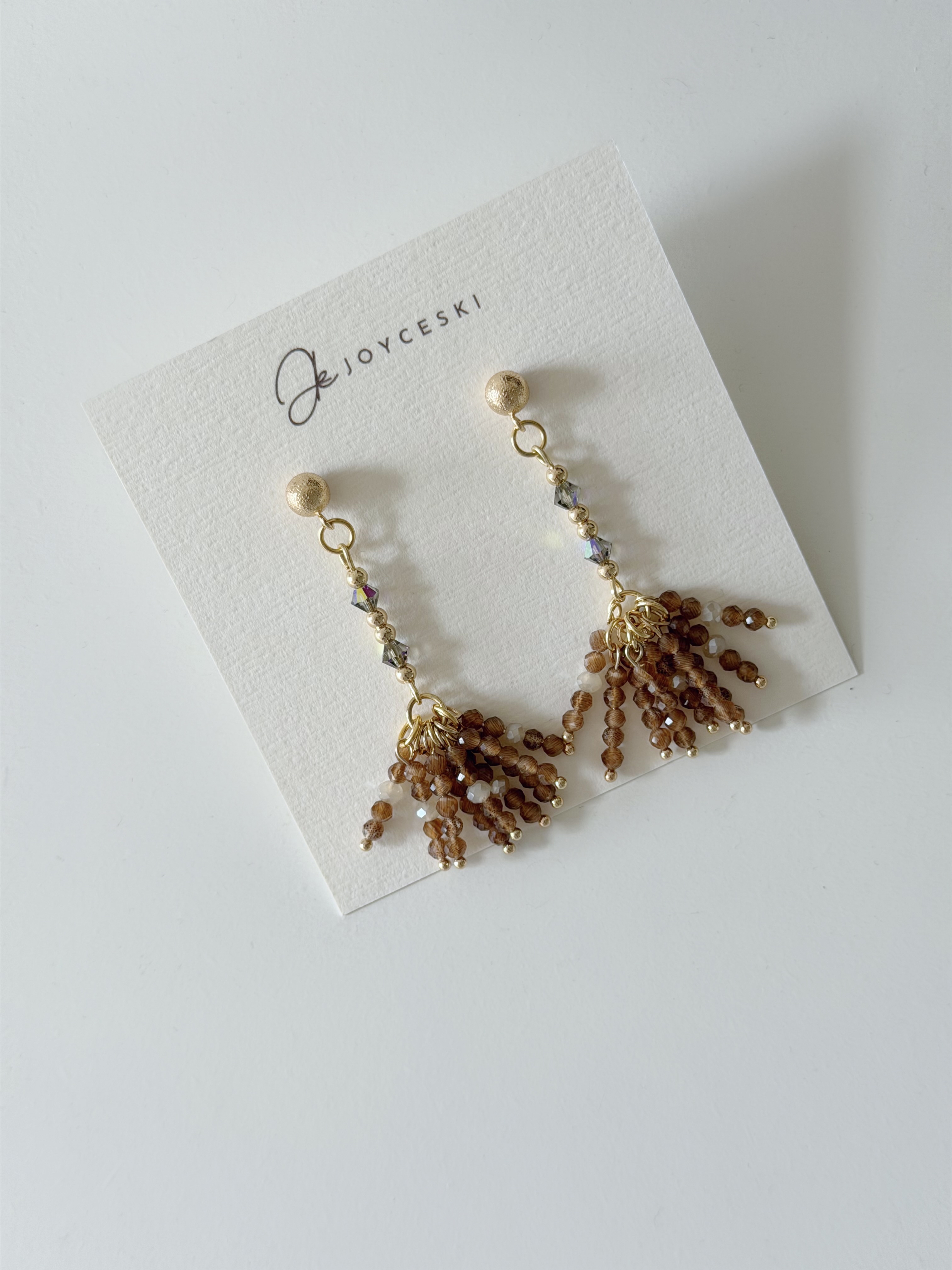 流穗長款耳環/復古棕色x金色($198)