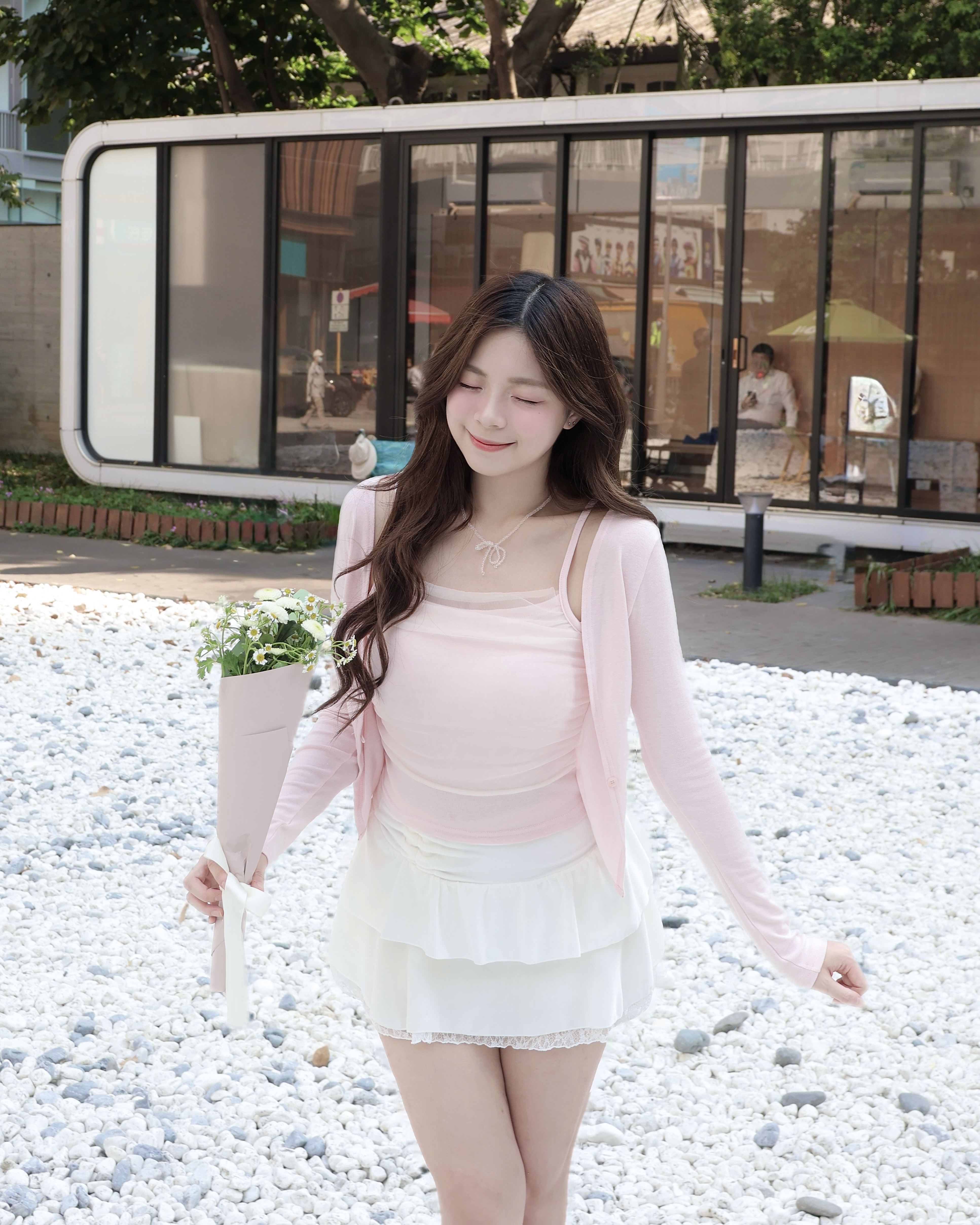  【 查詢度極高🌷🤍 | -5KG顯瘦度♡今季大熱透紗！極致芭蕾舞風～皺皺層次感假兩件上衣🫧💗】 Dreamy Crinkled Ballet Top(三色入)