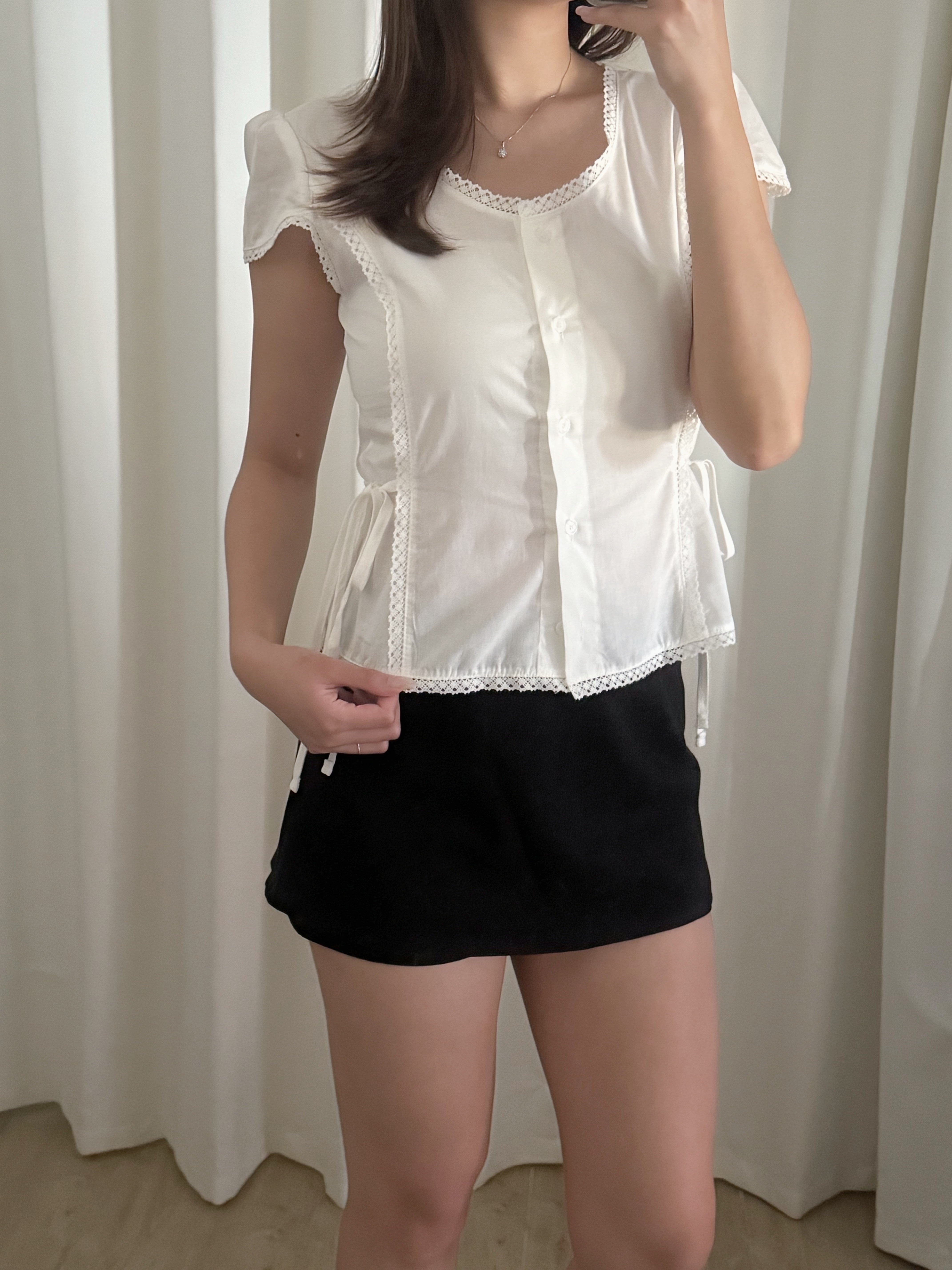 仙女Lace公主袖短袖上衣