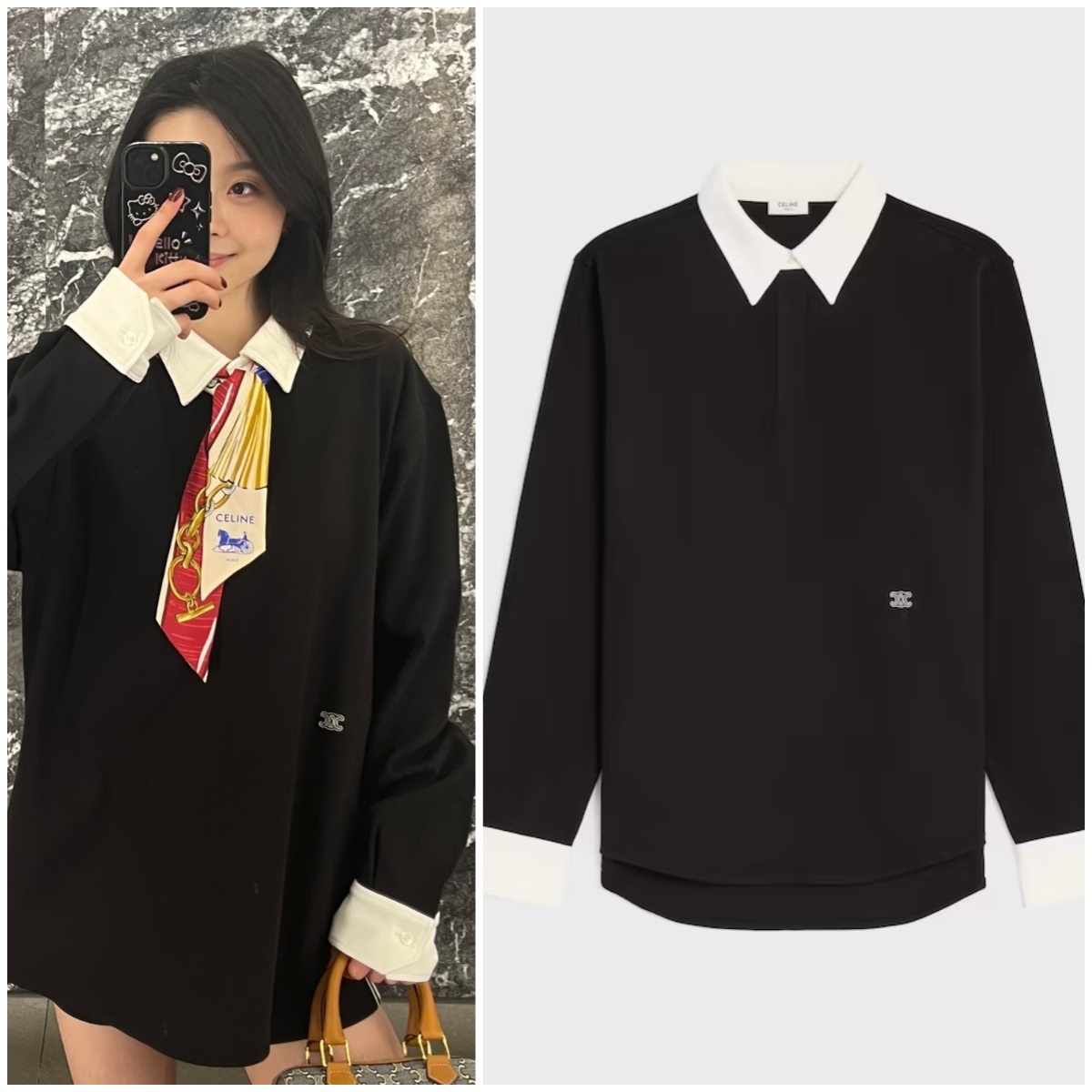 CELINE 學院風Polo領假兩件上衣