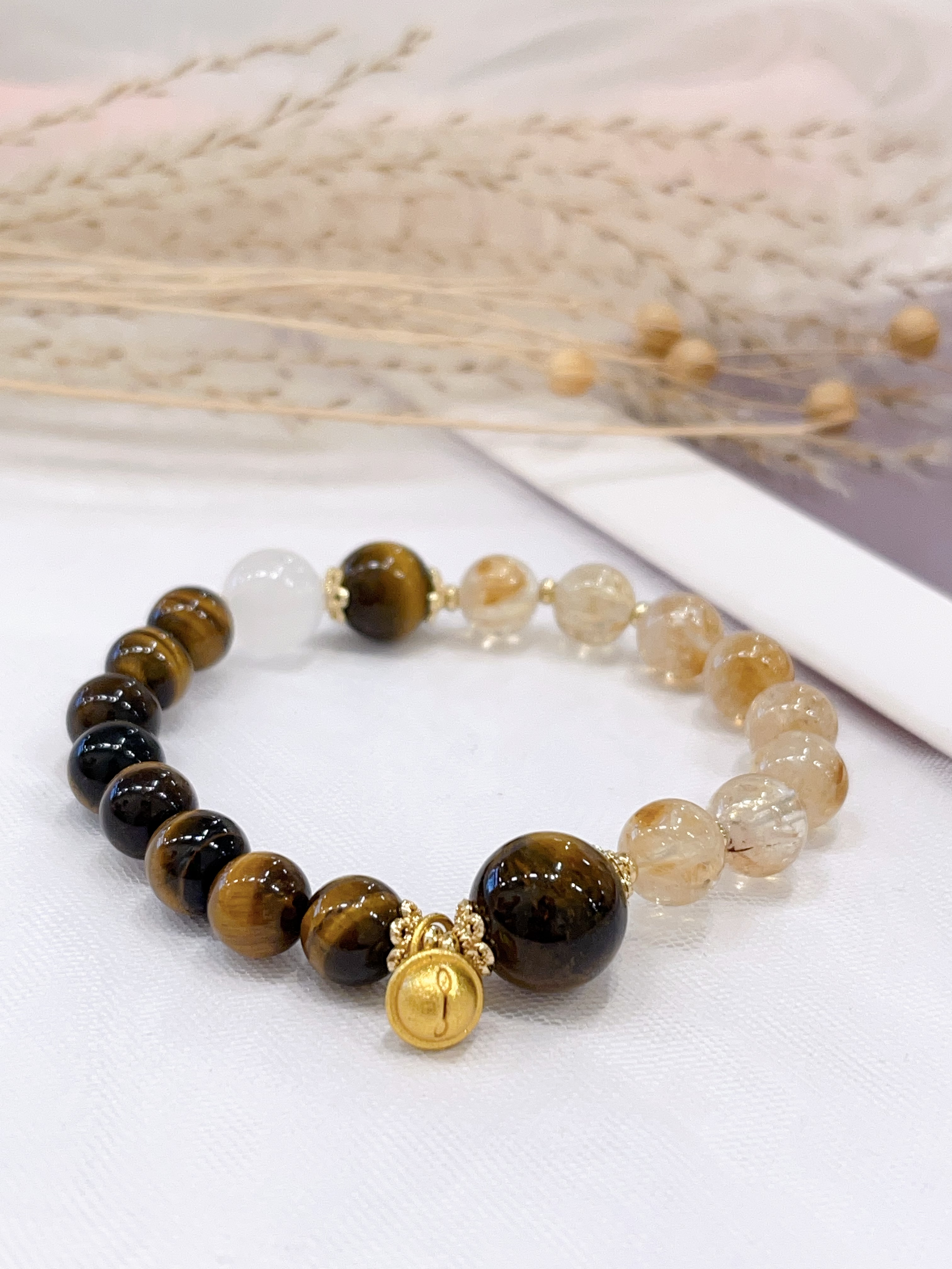 🐯 黄虎眼 × 白幽灵 × 黄塔晶手串 Yellow Tiger Eye & White Phantom Quartz & Yellow Phantom Quartz | 8mm-13mm