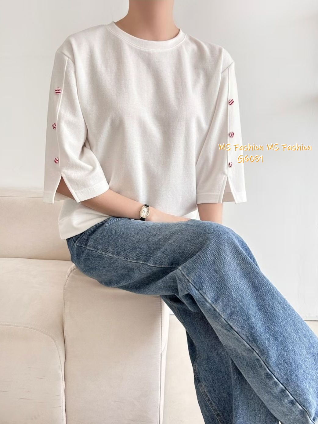 G6051 韓國🇰🇷特色袖鈕top