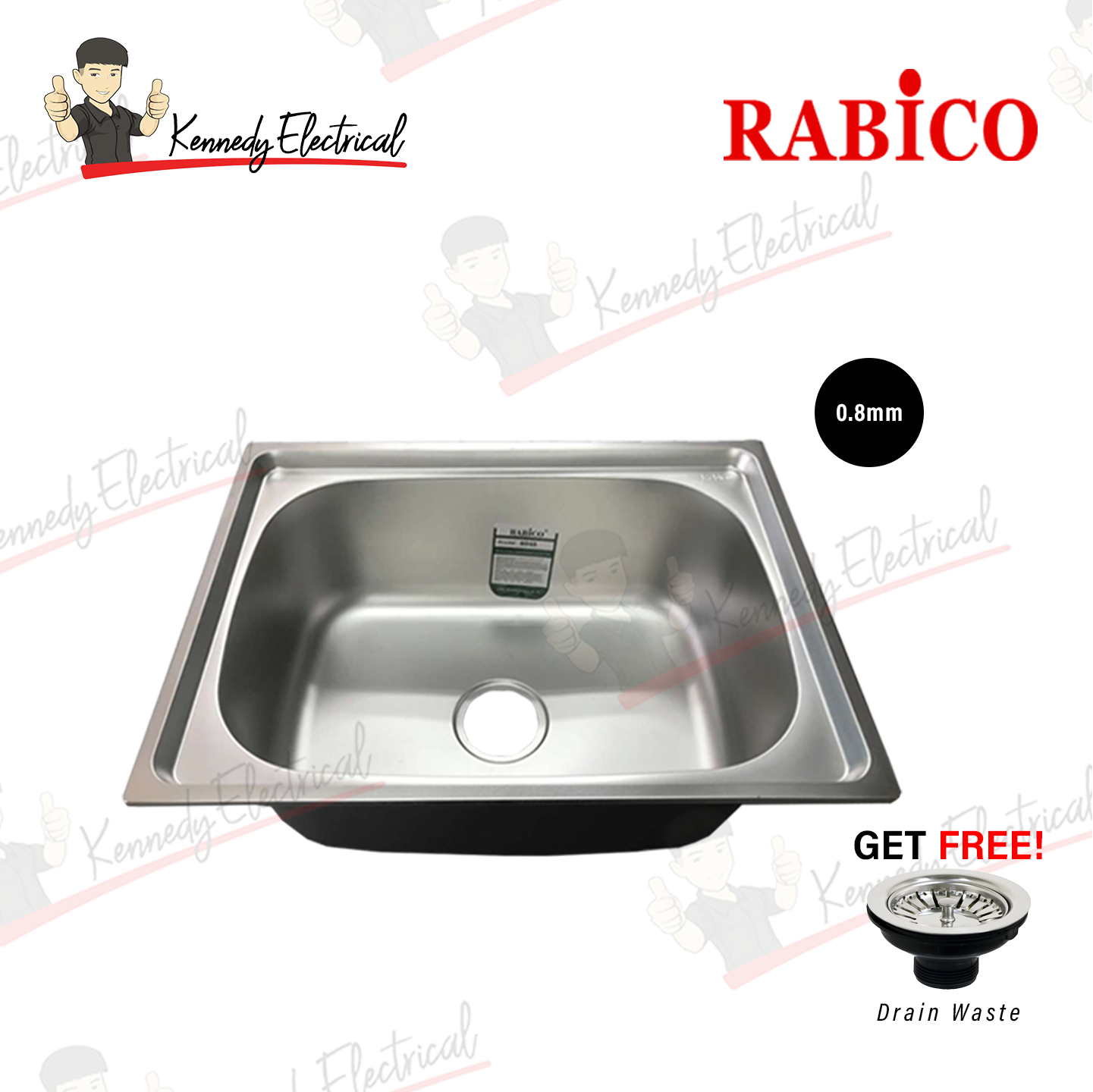 Rabico Stainless Steel Single Bowl Kitchen Sink (6045#) W66-4