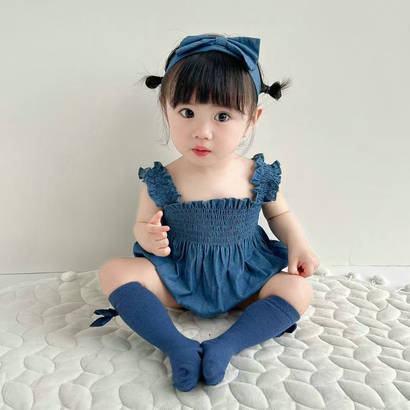 561416 | Ruffled Denim Baby Romper