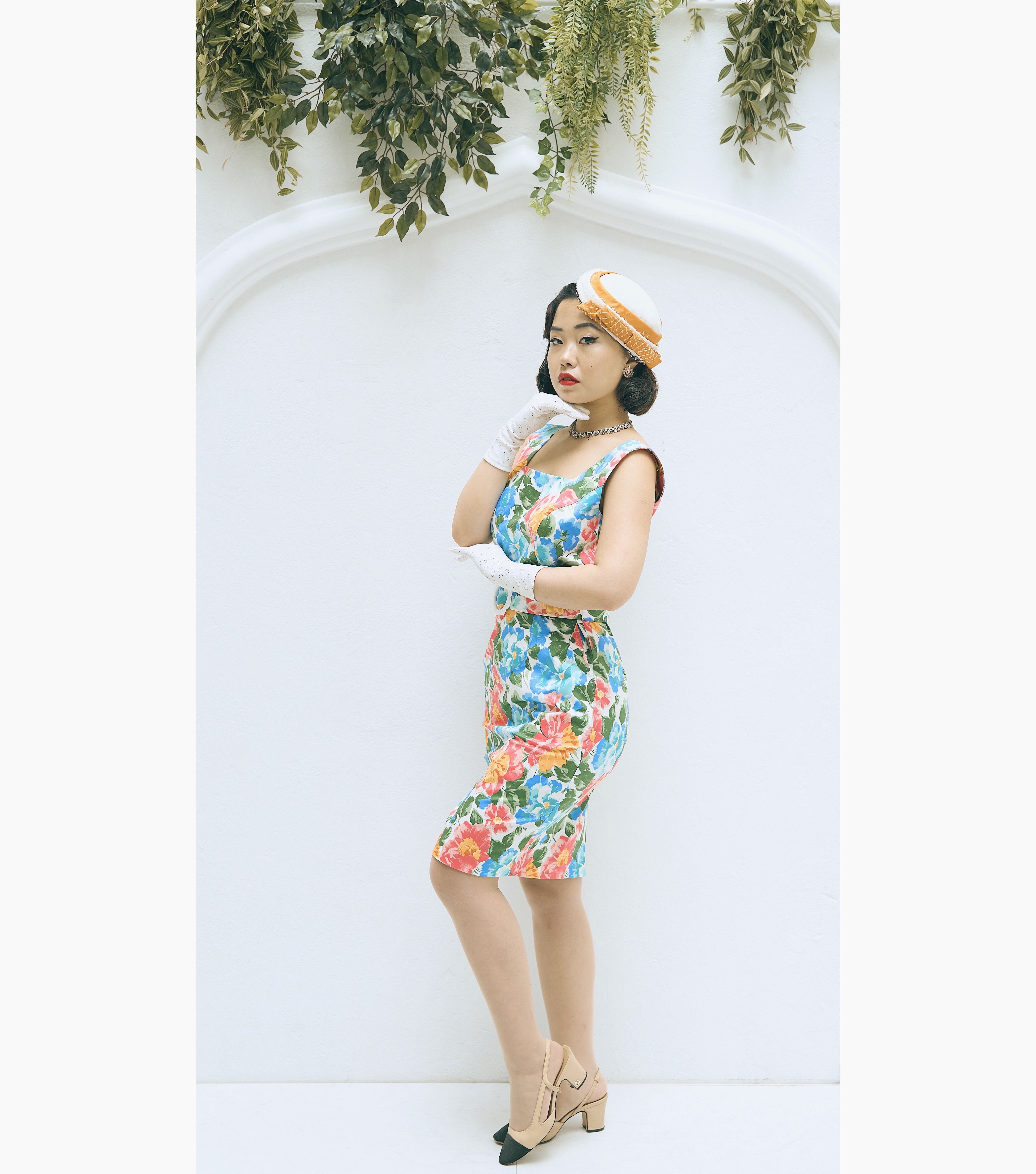 (Ready-Made) 1950s Style Square Neck Floral Summer Dress(FM182)