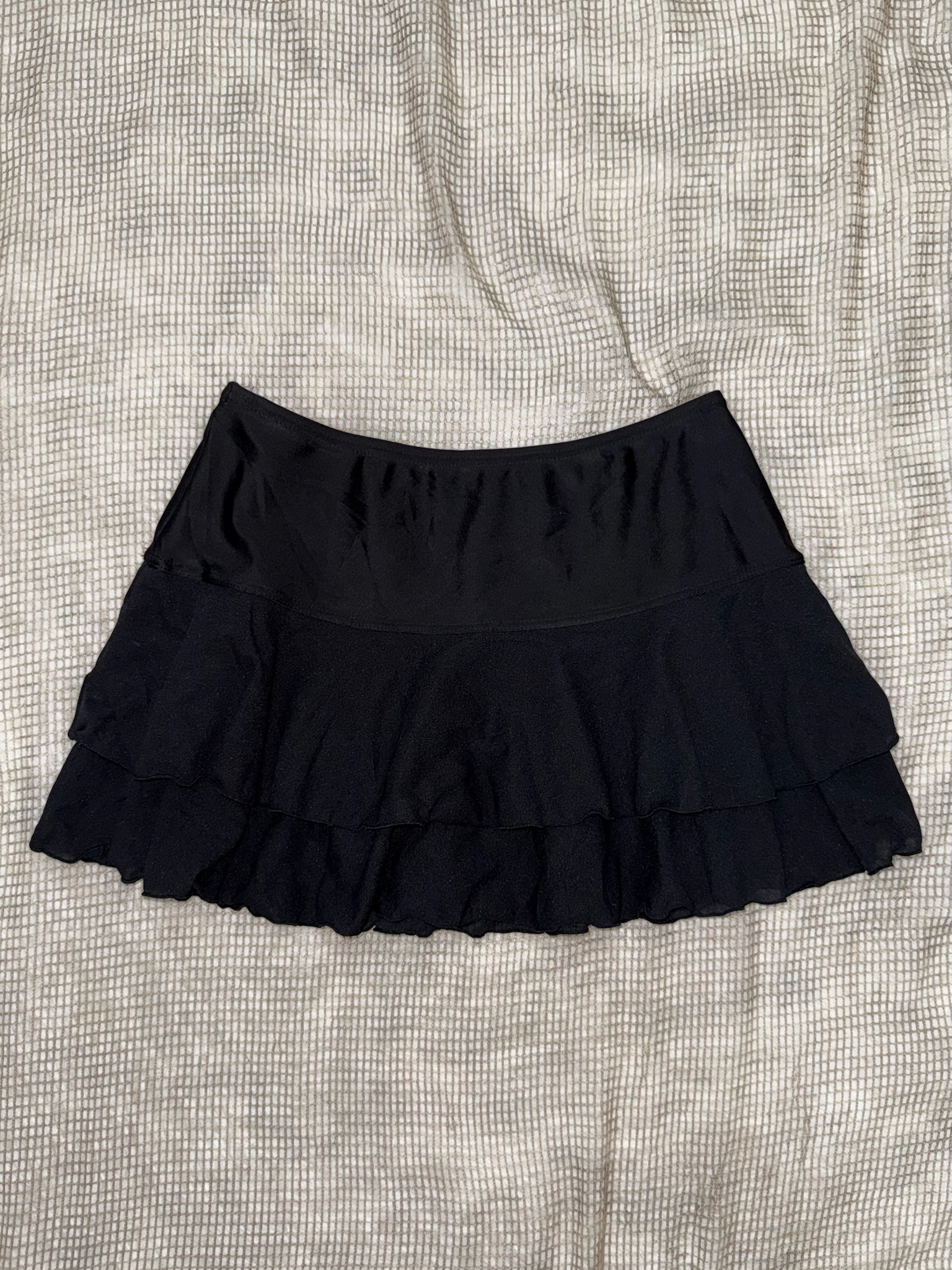 Black Tiered Ruffle Mini Skirt