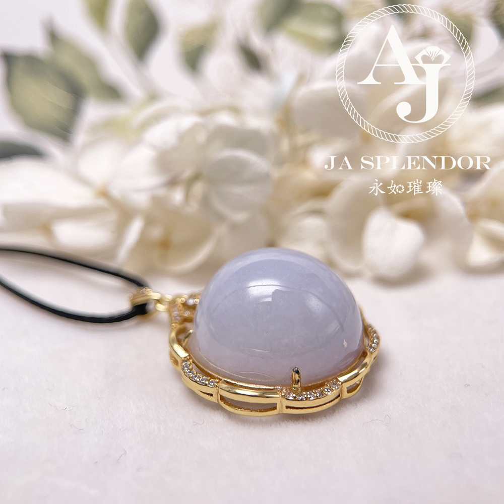 JNS-44 天然翡翠A 冰潤紫羅蘭大蛋面厚莊吊墜