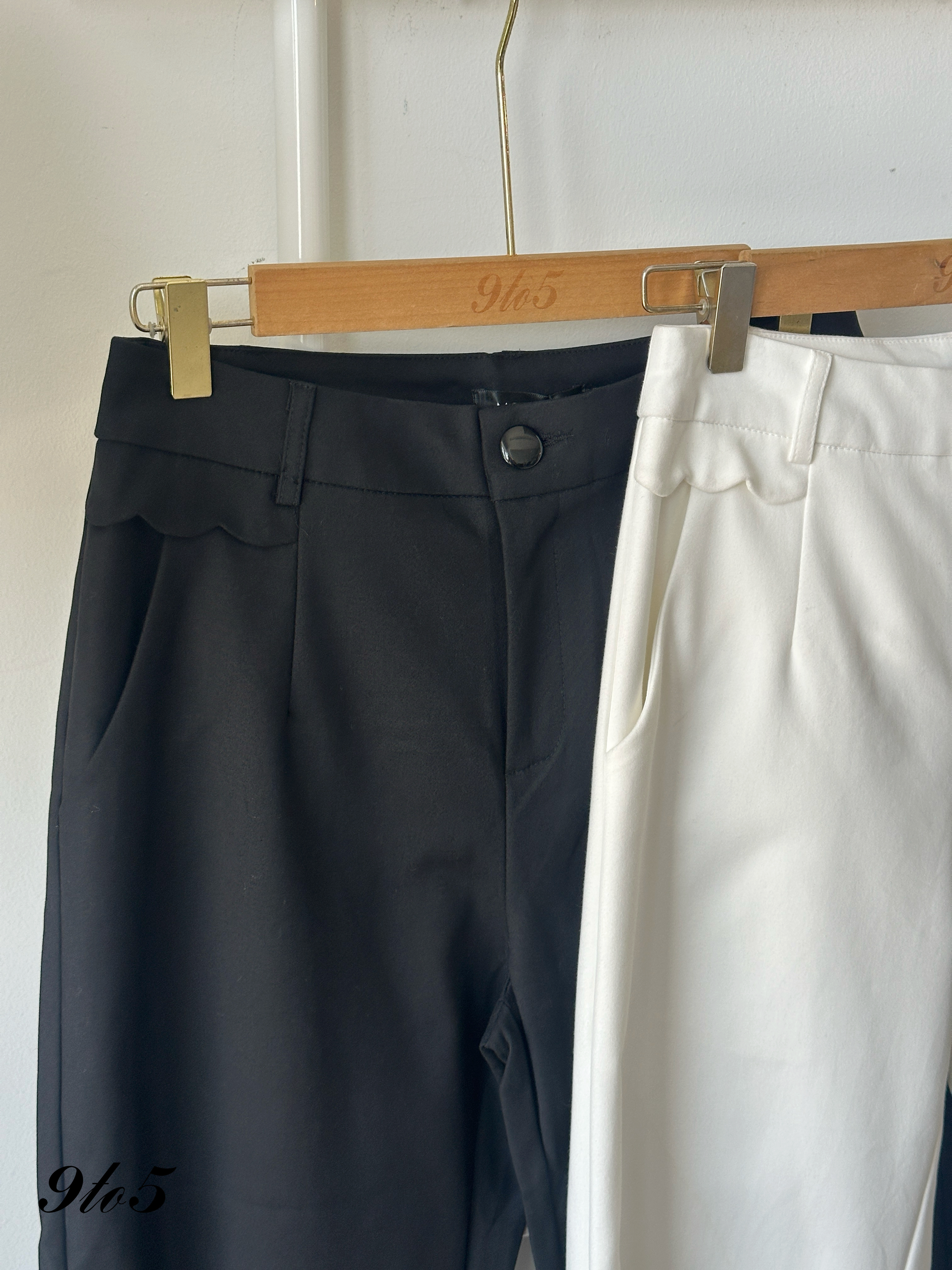 S1881 Long Straight Pants - Black & White