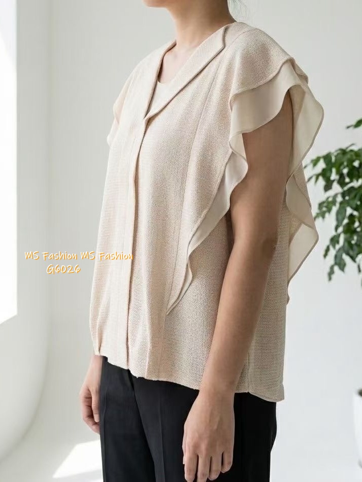 G6026 韓國🇰🇷靚色雙層ruffle top