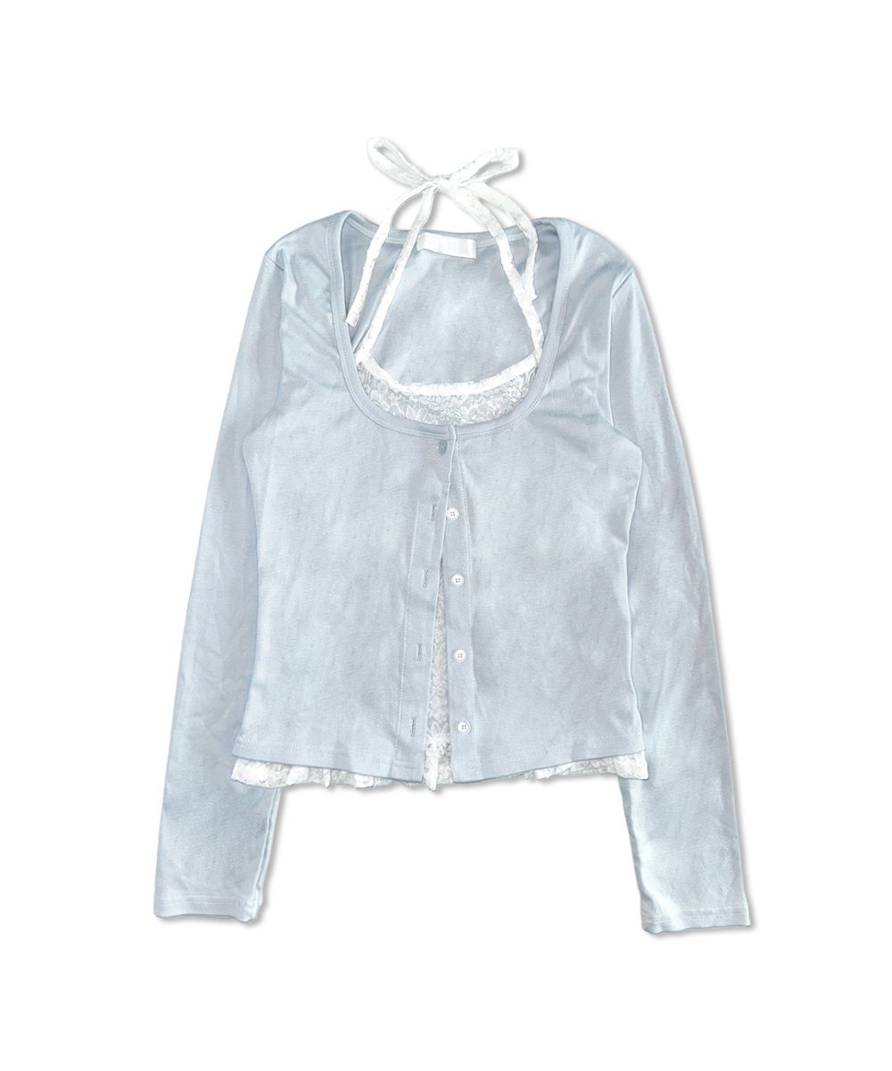 Lace Halter Layered Cardigan Top