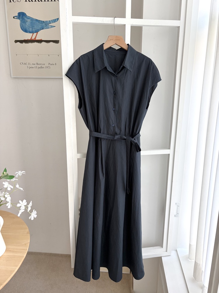 Elasticated Waist Shirt Dress (Navy)